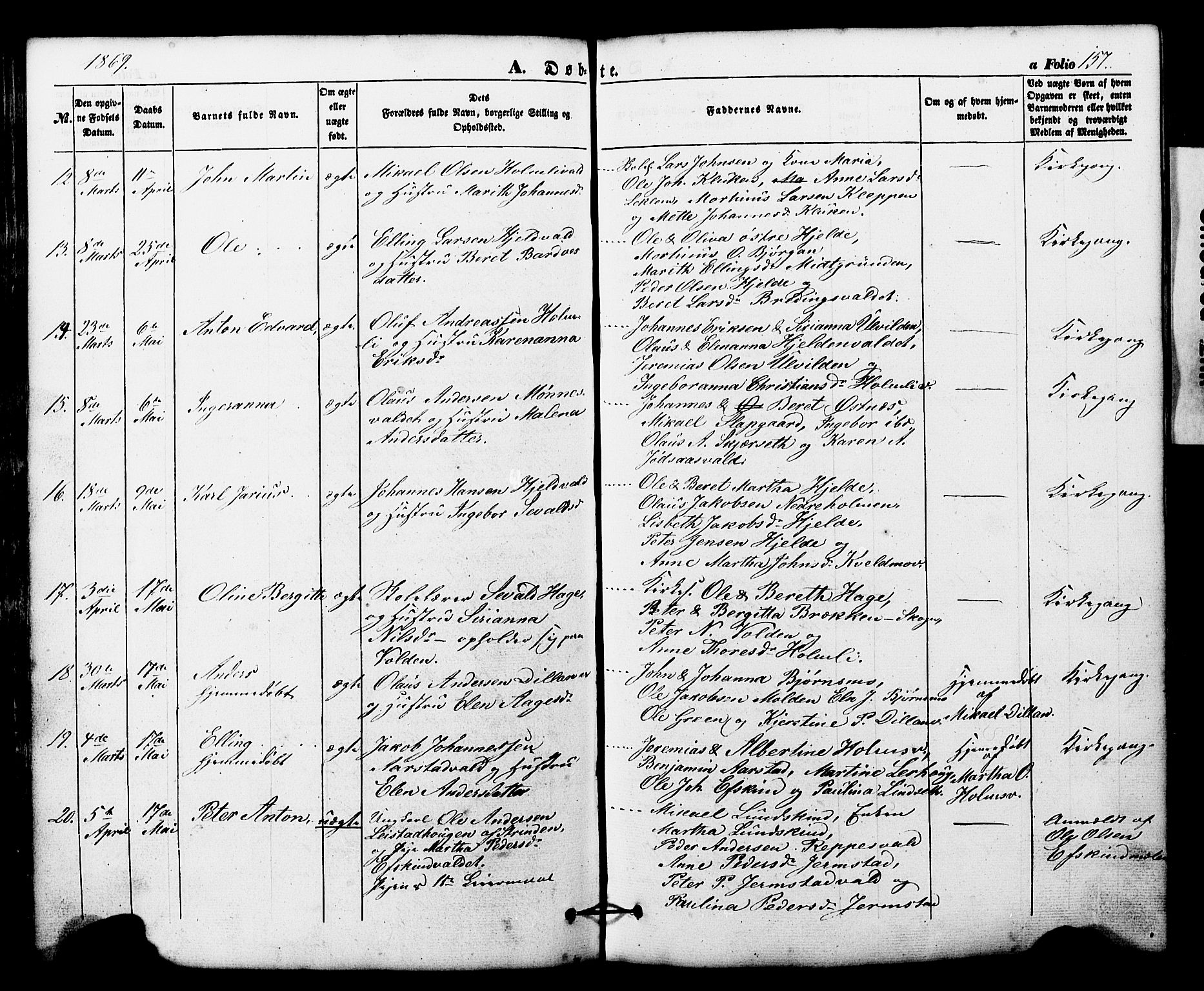 Ministerialprotokoller, klokkerbøker og fødselsregistre - Nord-Trøndelag, SAT/A-1458/724/L0268: Parish register (copy) no. 724C04, 1846-1878, p. 157