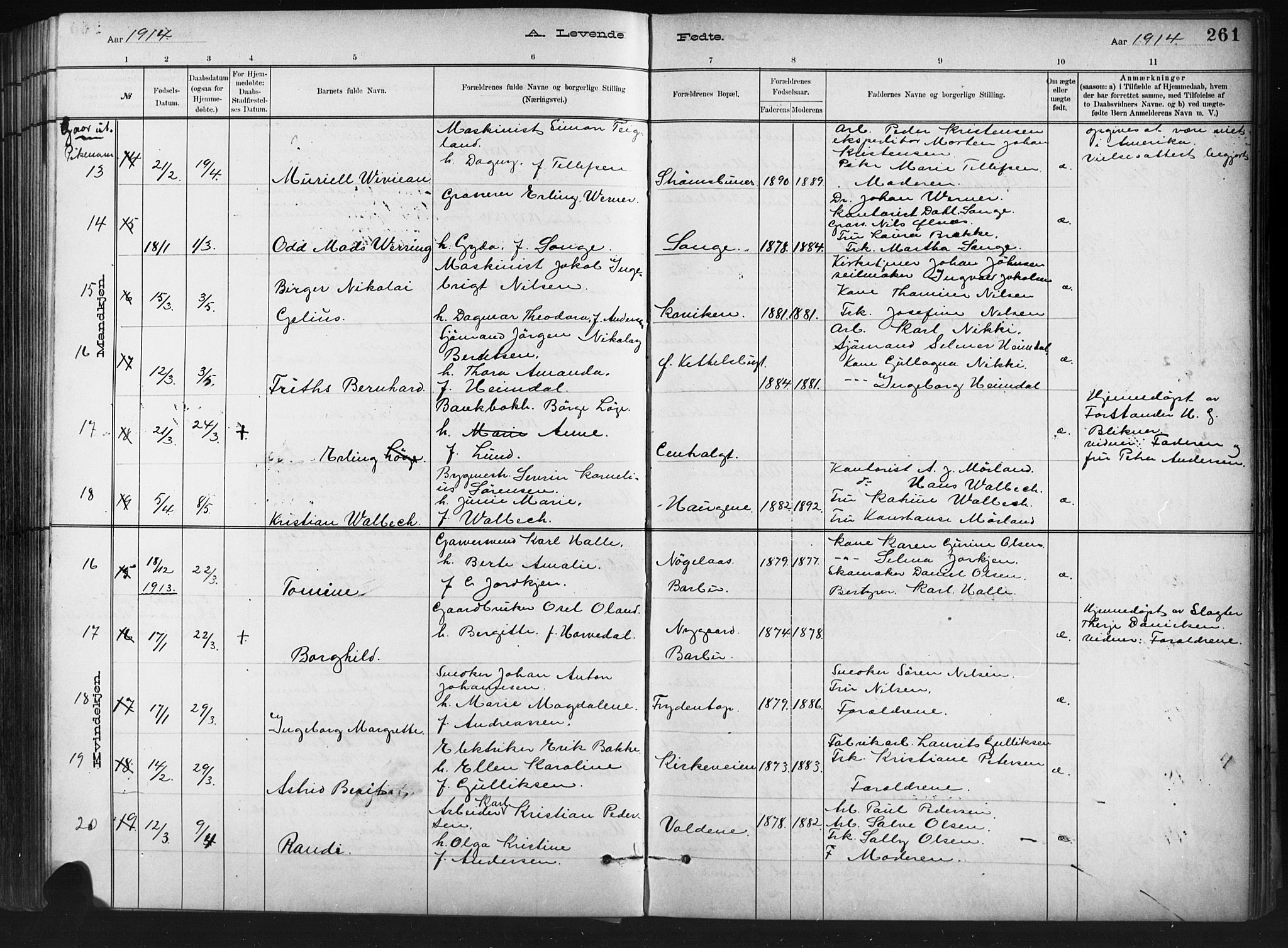 Barbu sokneprestkontor, SAK/1111-0003/F/Fb/L0002: Parish register (copy) no. B 2, 1890-1922, p. 261