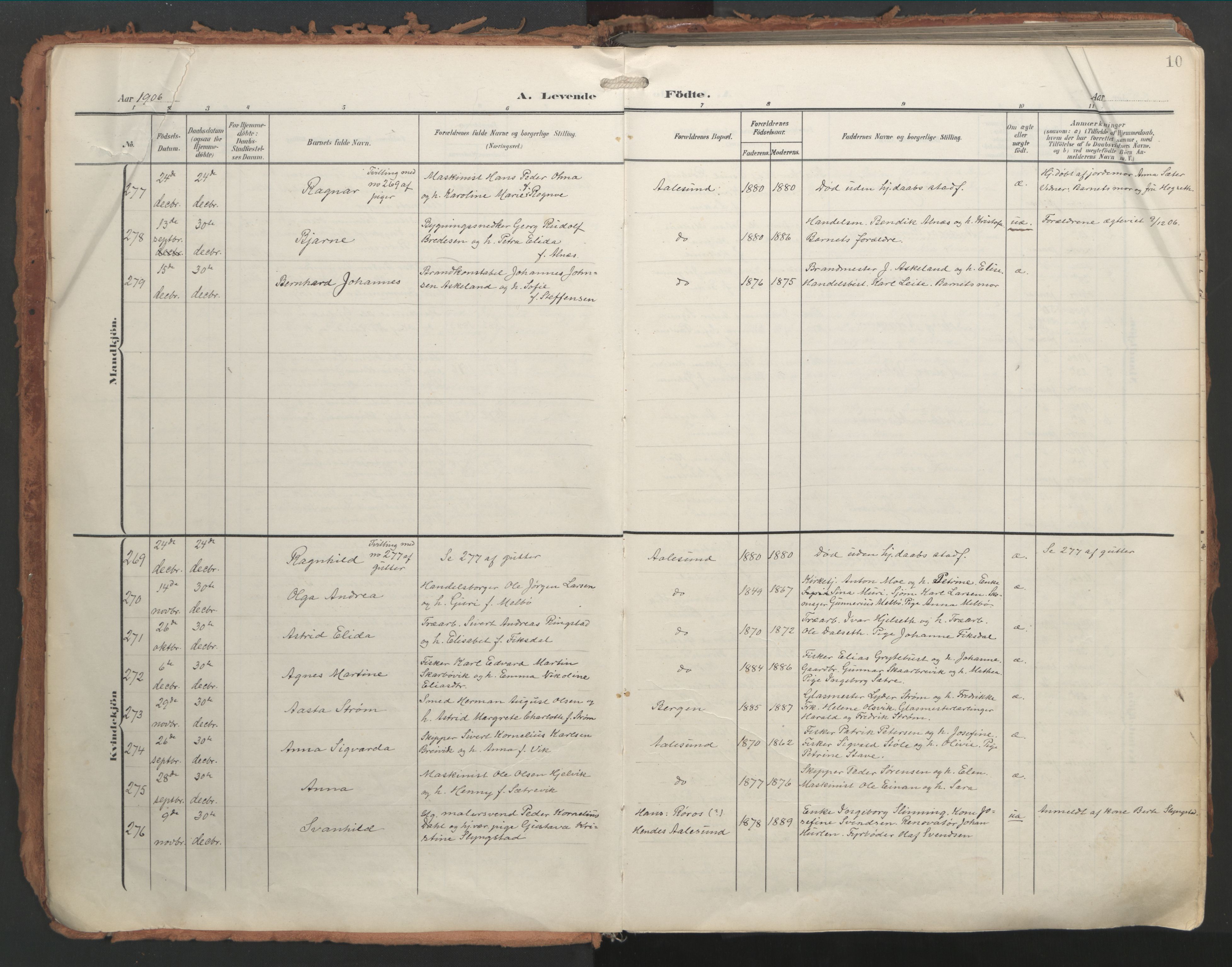 Ministerialprotokoller, klokkerbøker og fødselsregistre - Møre og Romsdal, AV/SAT-A-1454/529/L0460: Parish register (official) no. 529A10, 1906-1917, p. 10