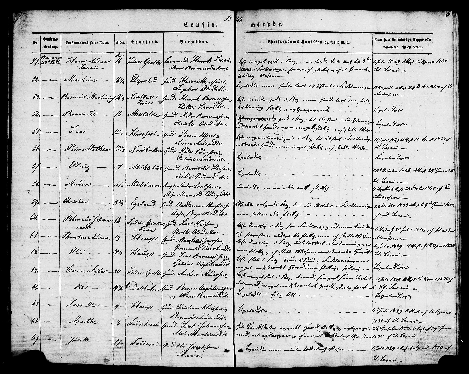 Kinn sokneprestembete, AV/SAB-A-80801/H/Haa/Haaa/L0007: Parish register (official) no. A 7, 1841-1858, p. 6