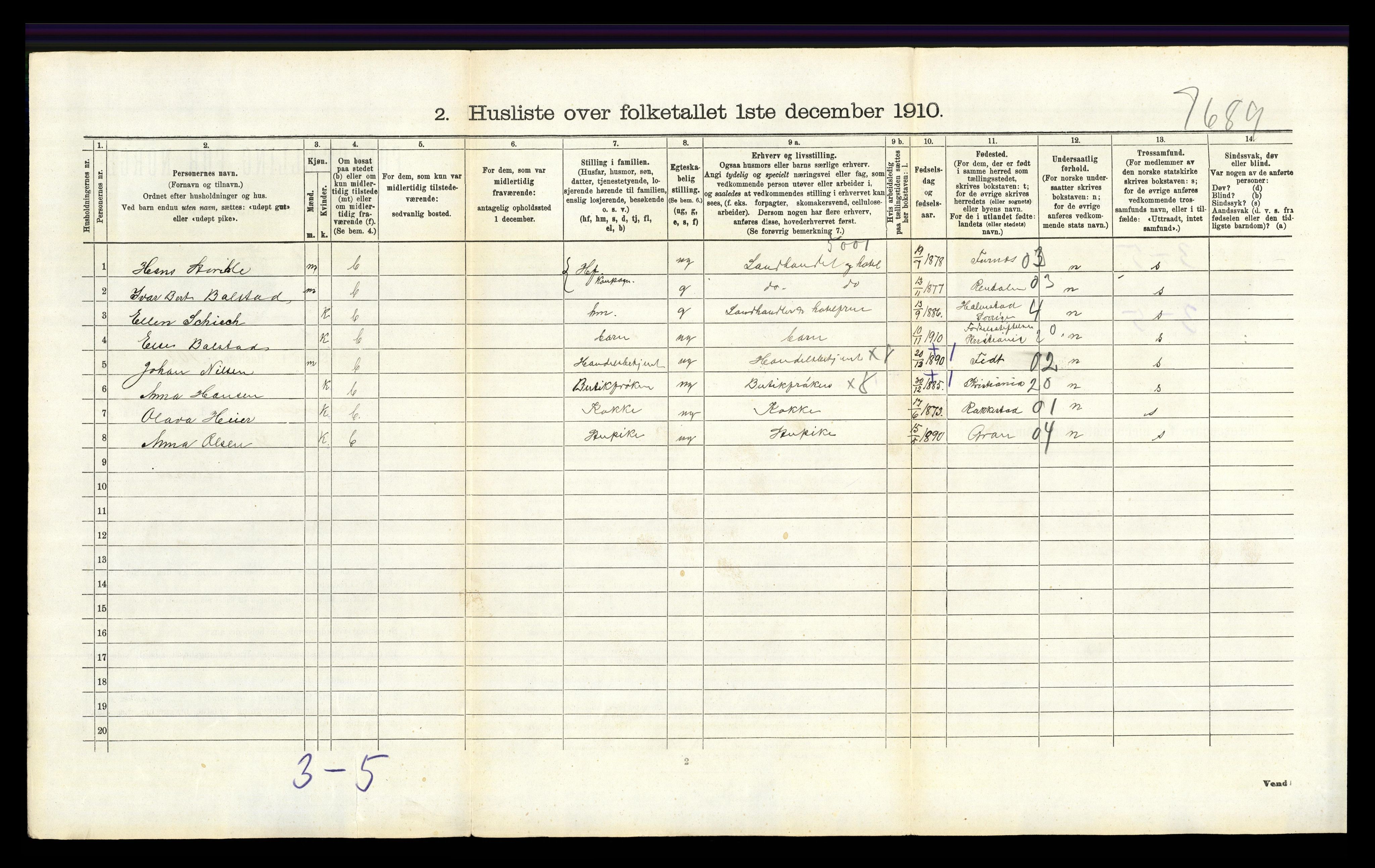 RA, 1910 census for Lunner, 1910, p. 467