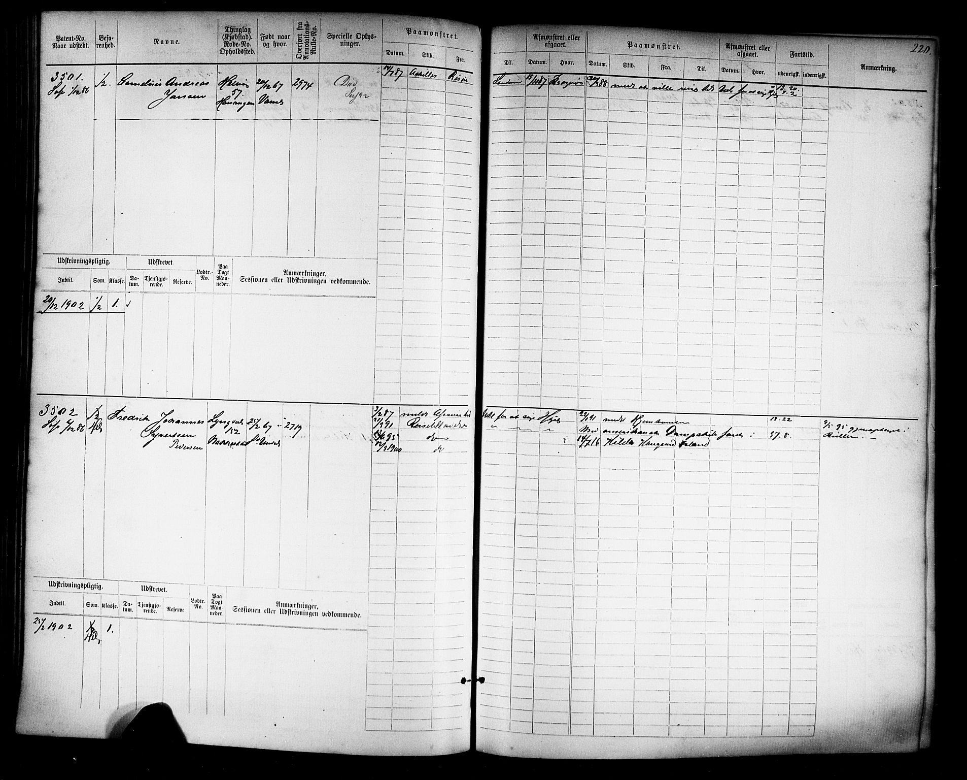 Farsund mønstringskrets, AV/SAK-2031-0017/F/Fb/L0019: Hovedrulle nr 3067-3832, Z-11, 1882-1922, p. 224