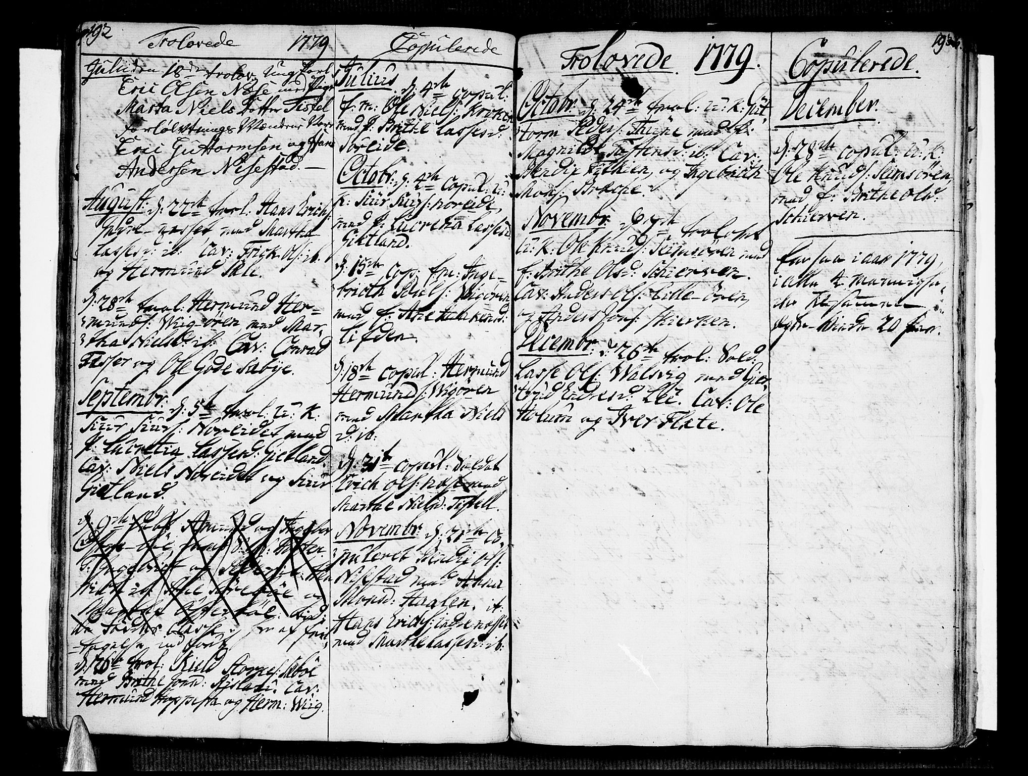 Vik sokneprestembete, SAB/A-81501: Parish register (official) no. A 4, 1772-1783, p. 192-193