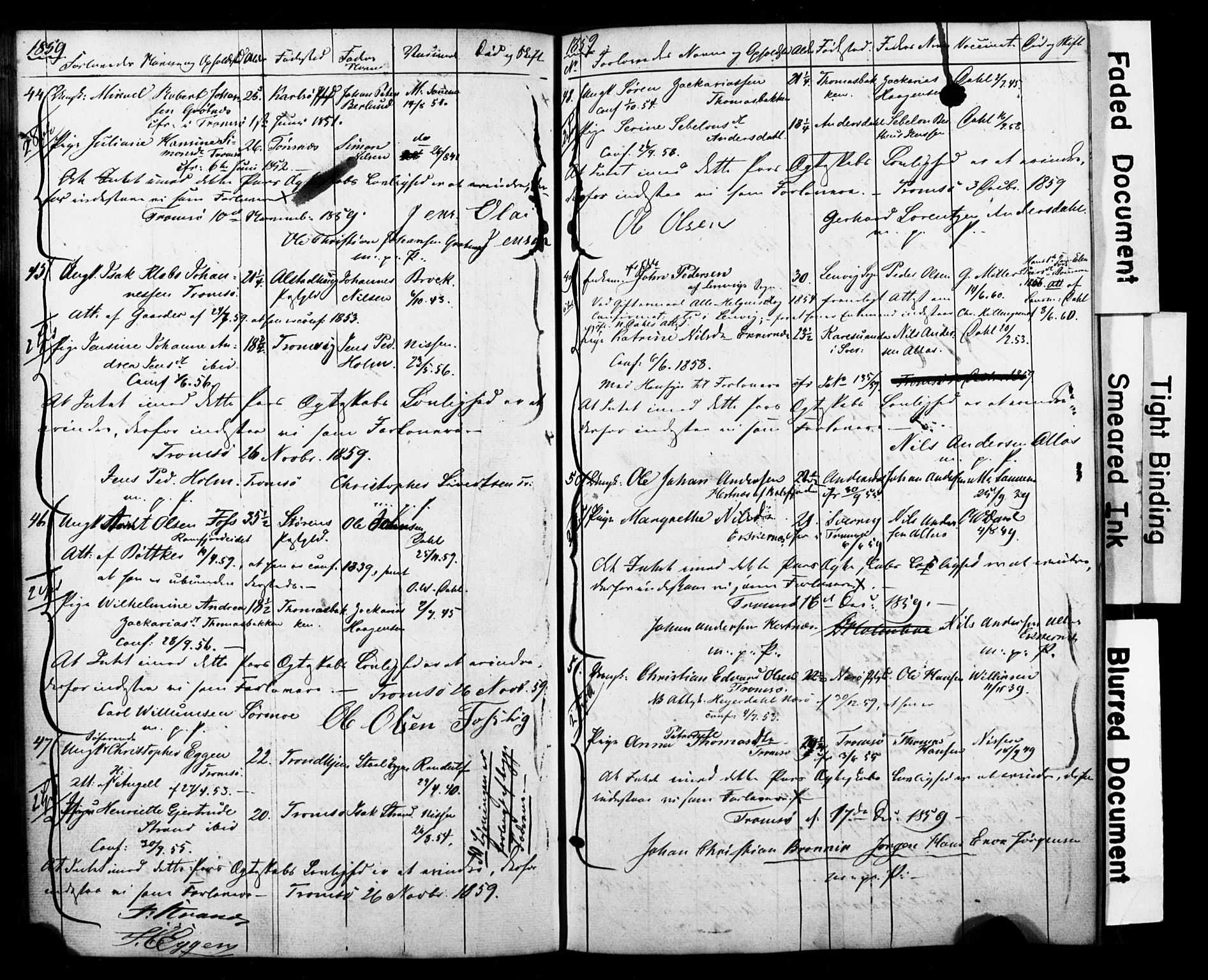 Tromsø sokneprestkontor/stiftsprosti/domprosti, AV/SATØ-S-1343/H/Hc/L0097: Banns register no. 97, 1851-1872