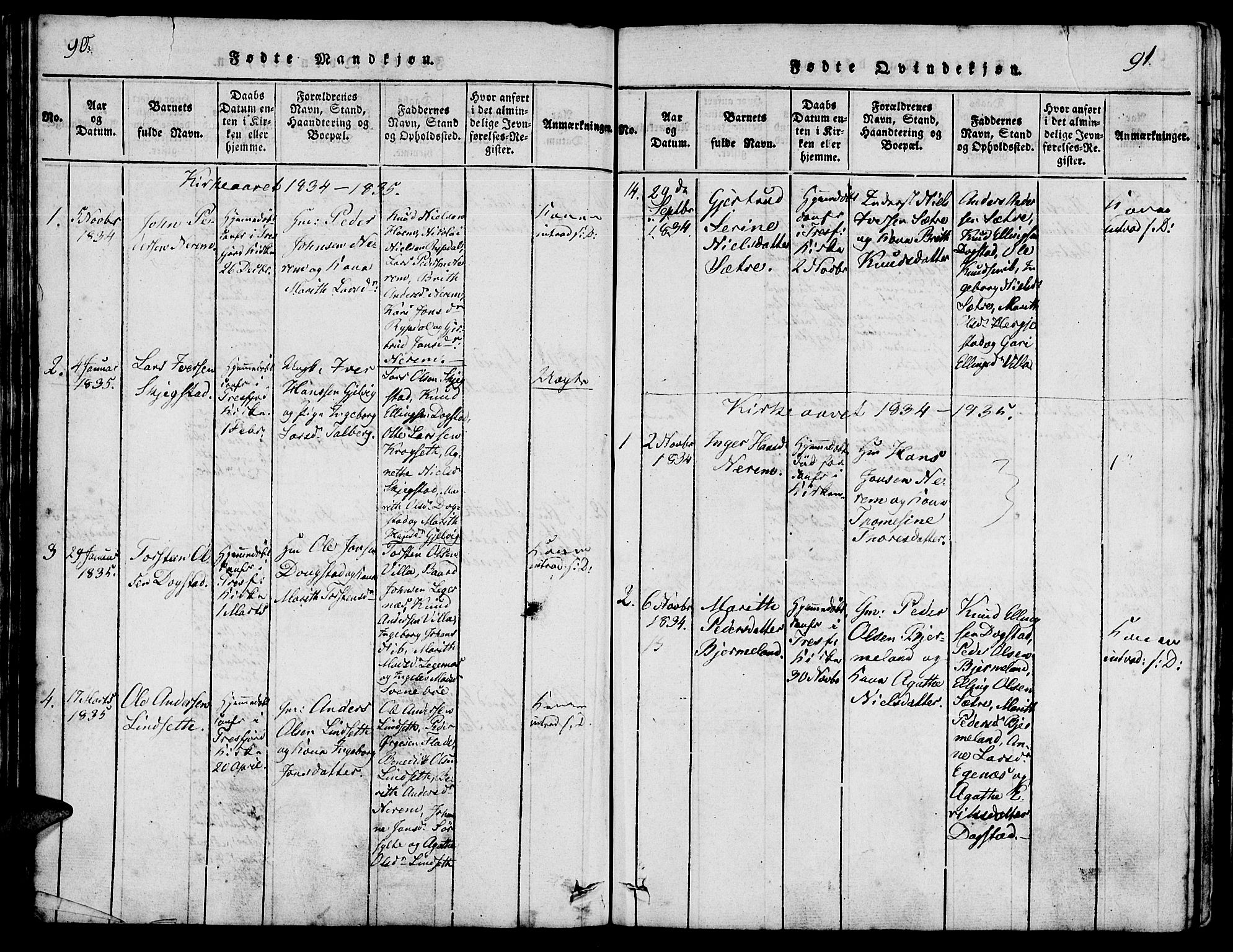 Ministerialprotokoller, klokkerbøker og fødselsregistre - Møre og Romsdal, AV/SAT-A-1454/541/L0544: Parish register (official) no. 541A01, 1818-1847, p. 90-91