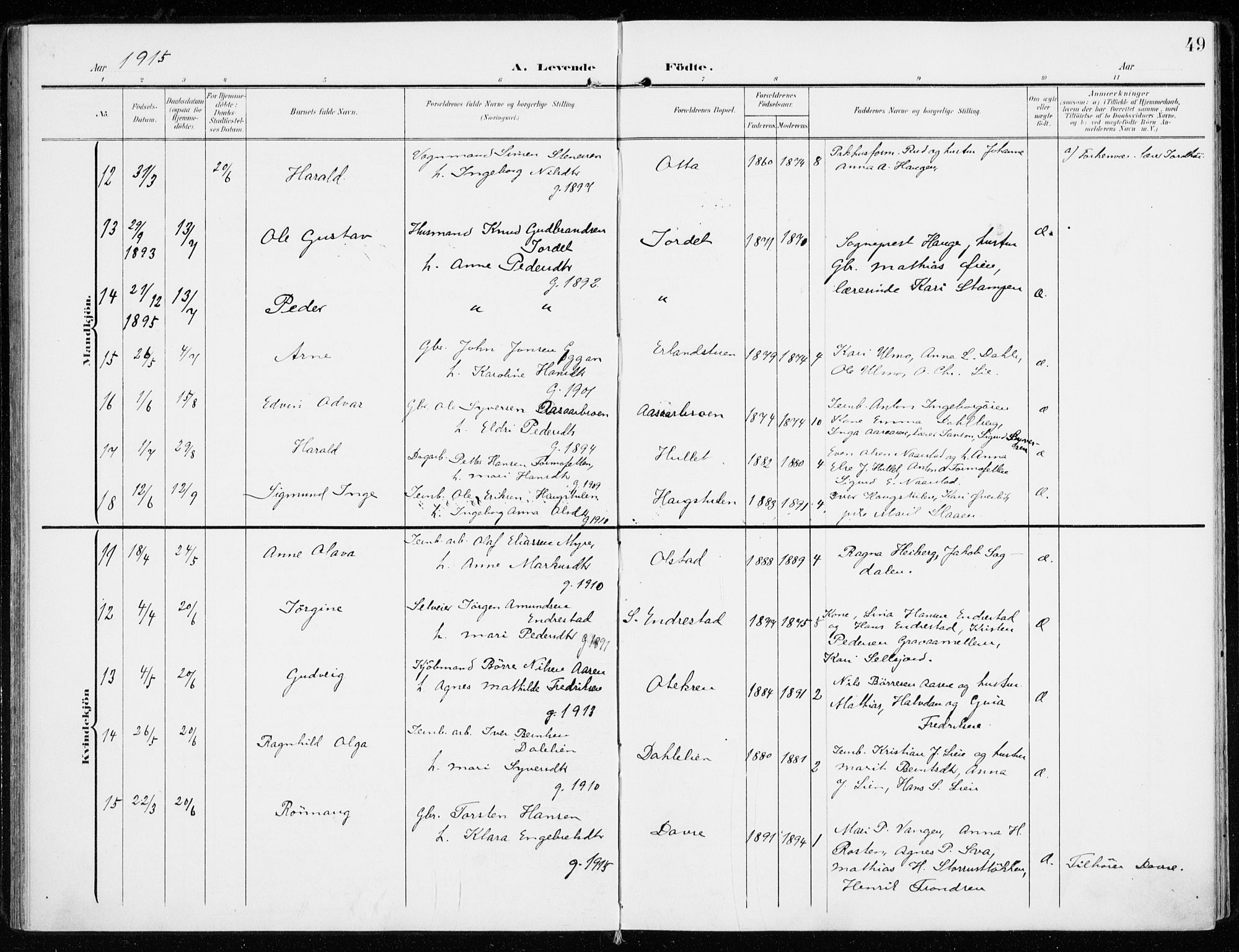 Sel prestekontor, AV/SAH-PREST-074/H/Ha/Haa/L0002: Parish register (official) no. 2, 1905-1919, p. 49