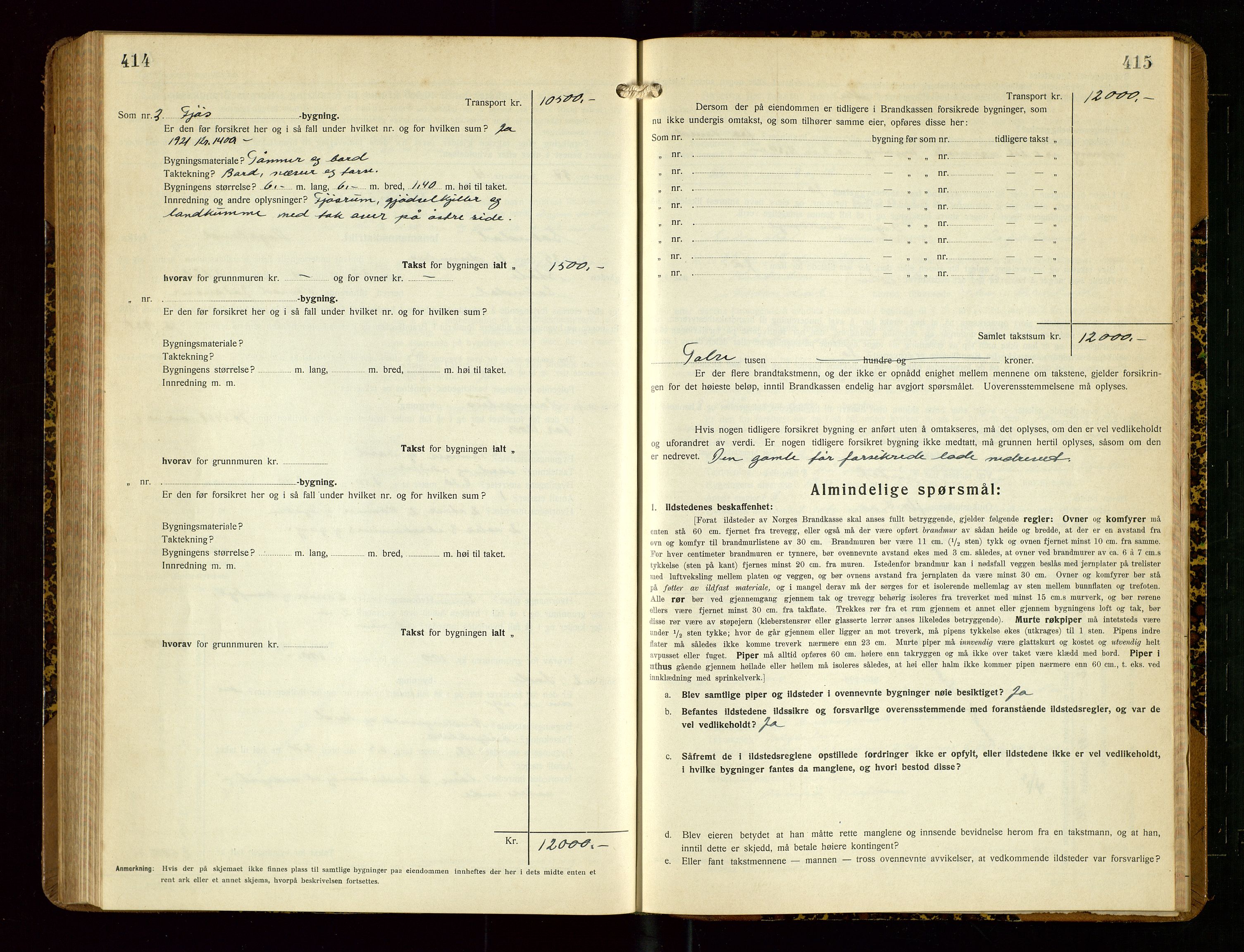 Sokndal lensmannskontor, SAST/A-100417/Gob/L0007: "Brandtakst-Protokoll", 1930-1936, p. 414-415