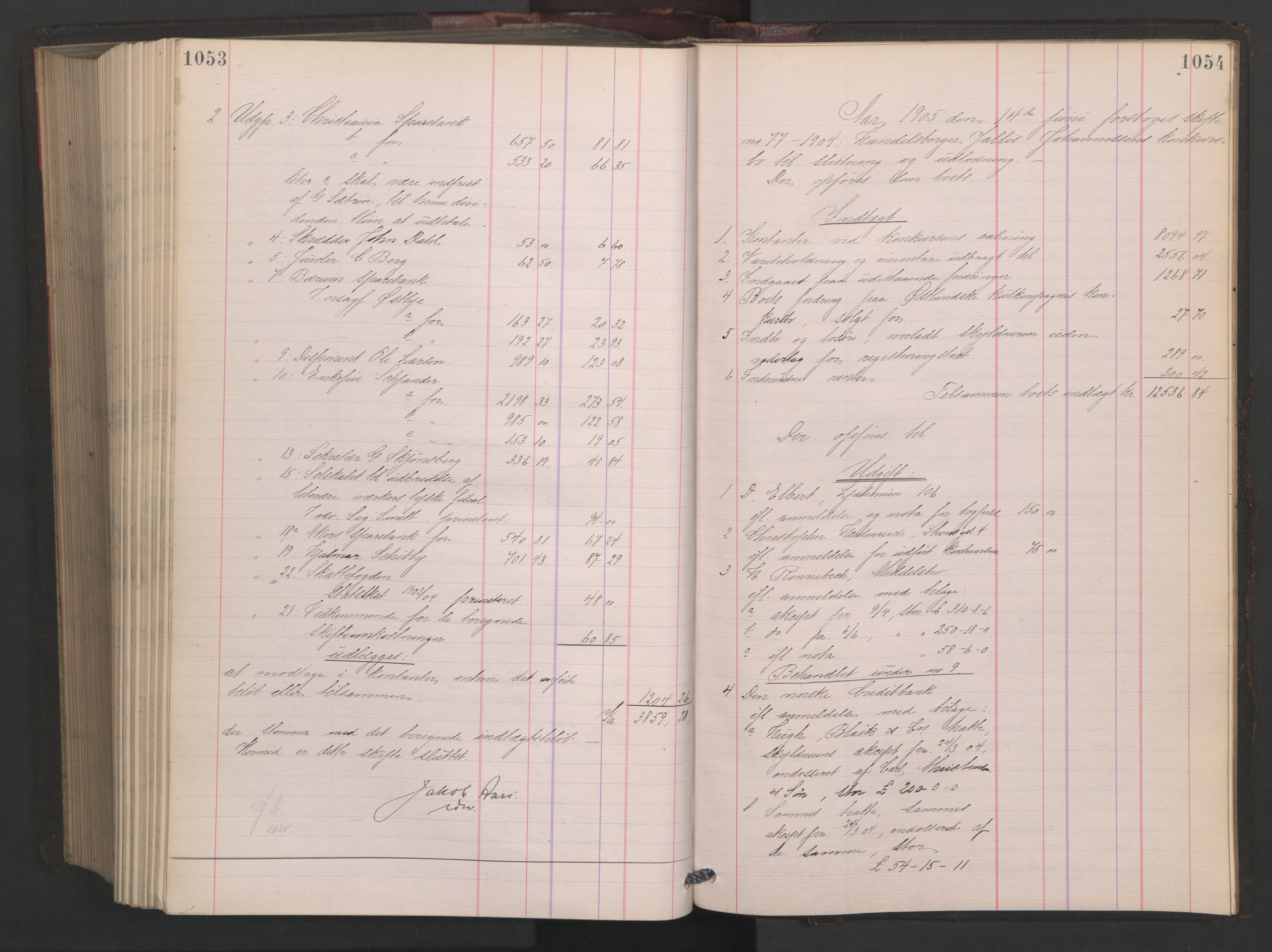 Oslo skifterett, AV/SAO-A-10383/H/Hd/Hdb/L0004: Skifteutlodningsprotokoll, 1904-1905, p. 1053-1054