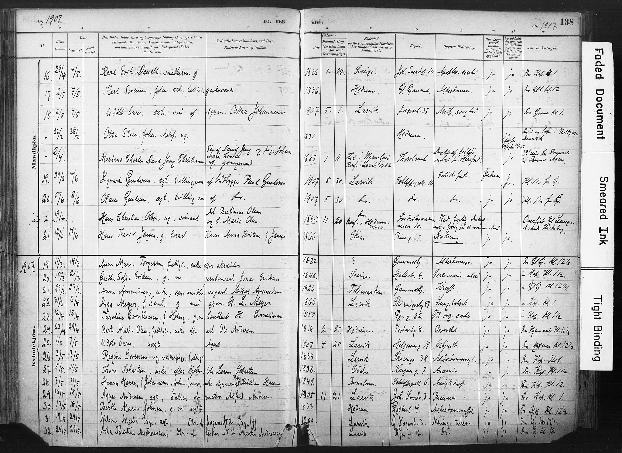Larvik kirkebøker, SAKO/A-352/F/Fa/L0010: Parish register (official) no. I 10, 1884-1910, p. 138