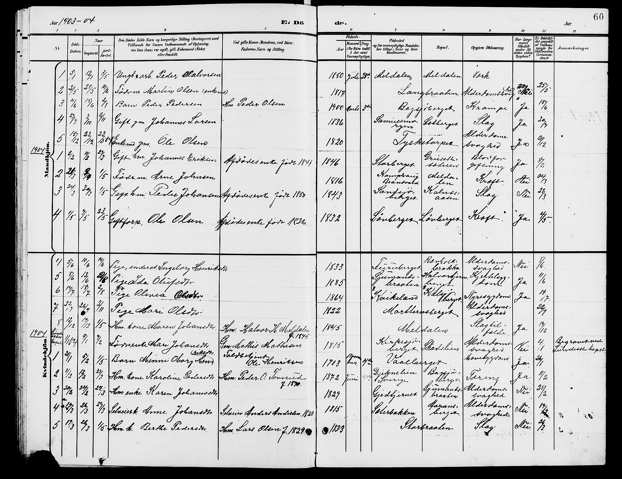 Grue prestekontor, SAH/PREST-036/H/Ha/Hab/L0006: Parish register (copy) no. 6, 1902-1910, p. 60