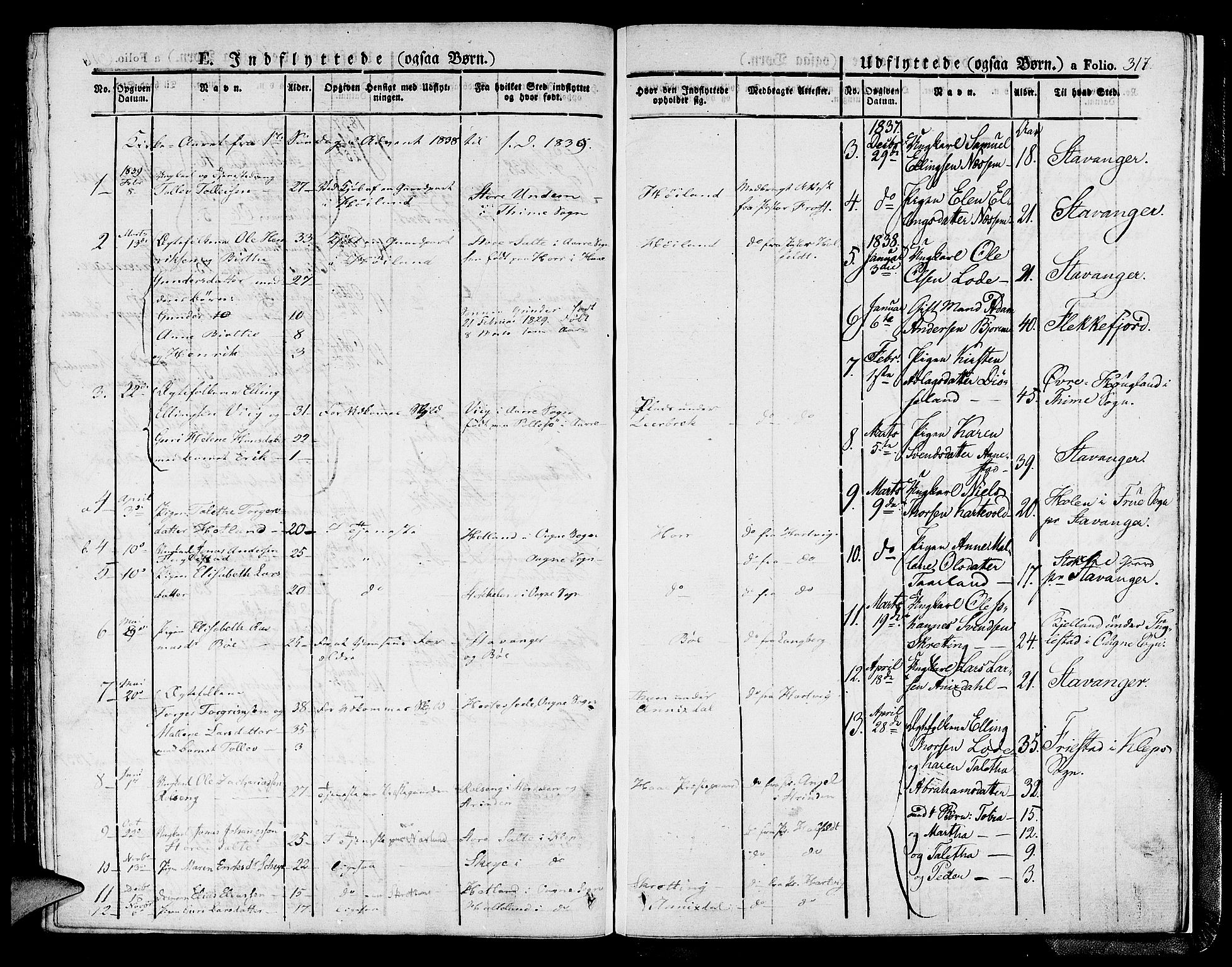 Hå sokneprestkontor, SAST/A-101801/001/30BA/L0004: Parish register (official) no. A 4.1 /1, 1826-1841, p. 317