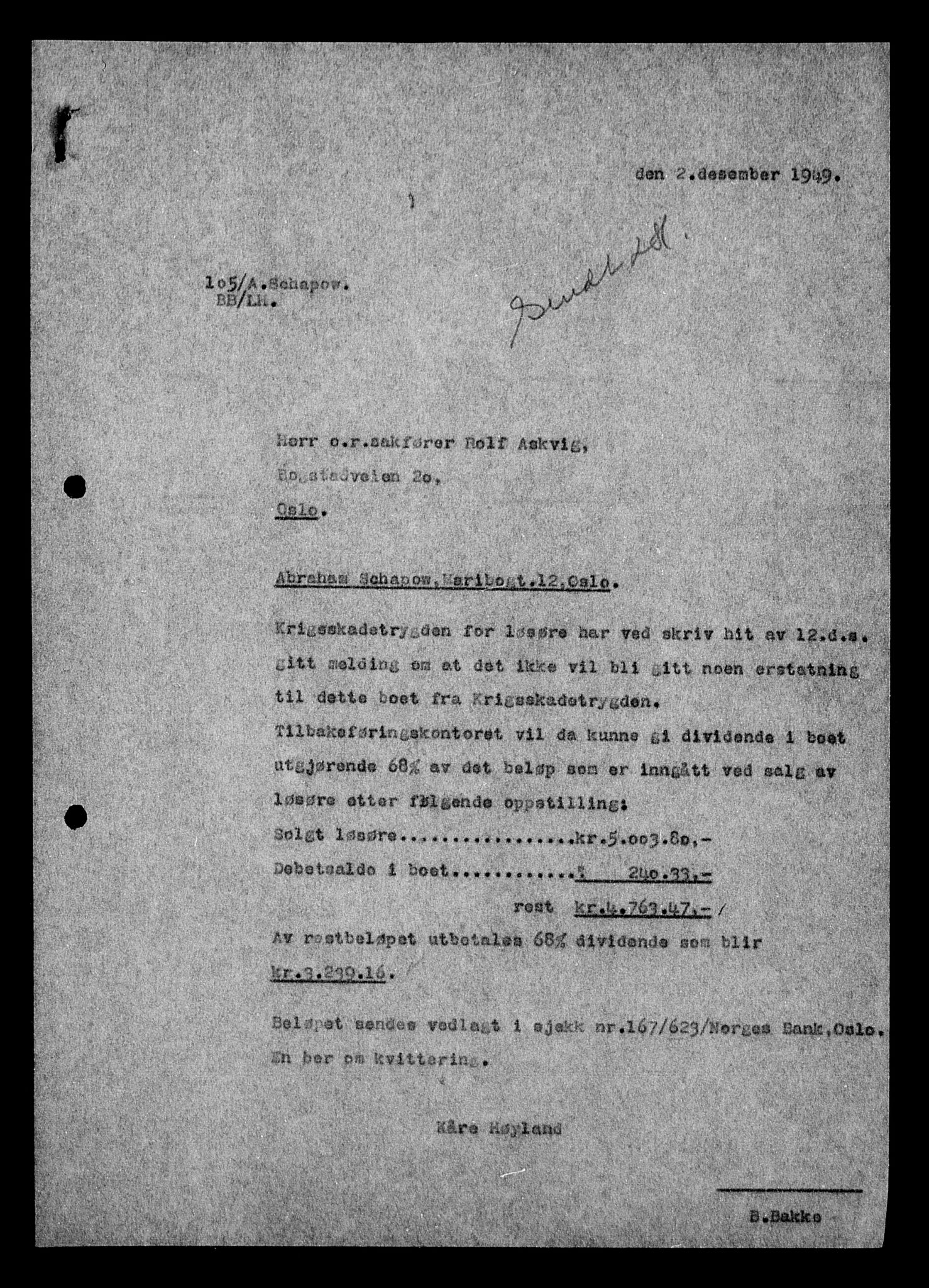 Justisdepartementet, Tilbakeføringskontoret for inndratte formuer, AV/RA-S-1564/H/Hc/Hcc/L0977: --, 1945-1947, p. 484