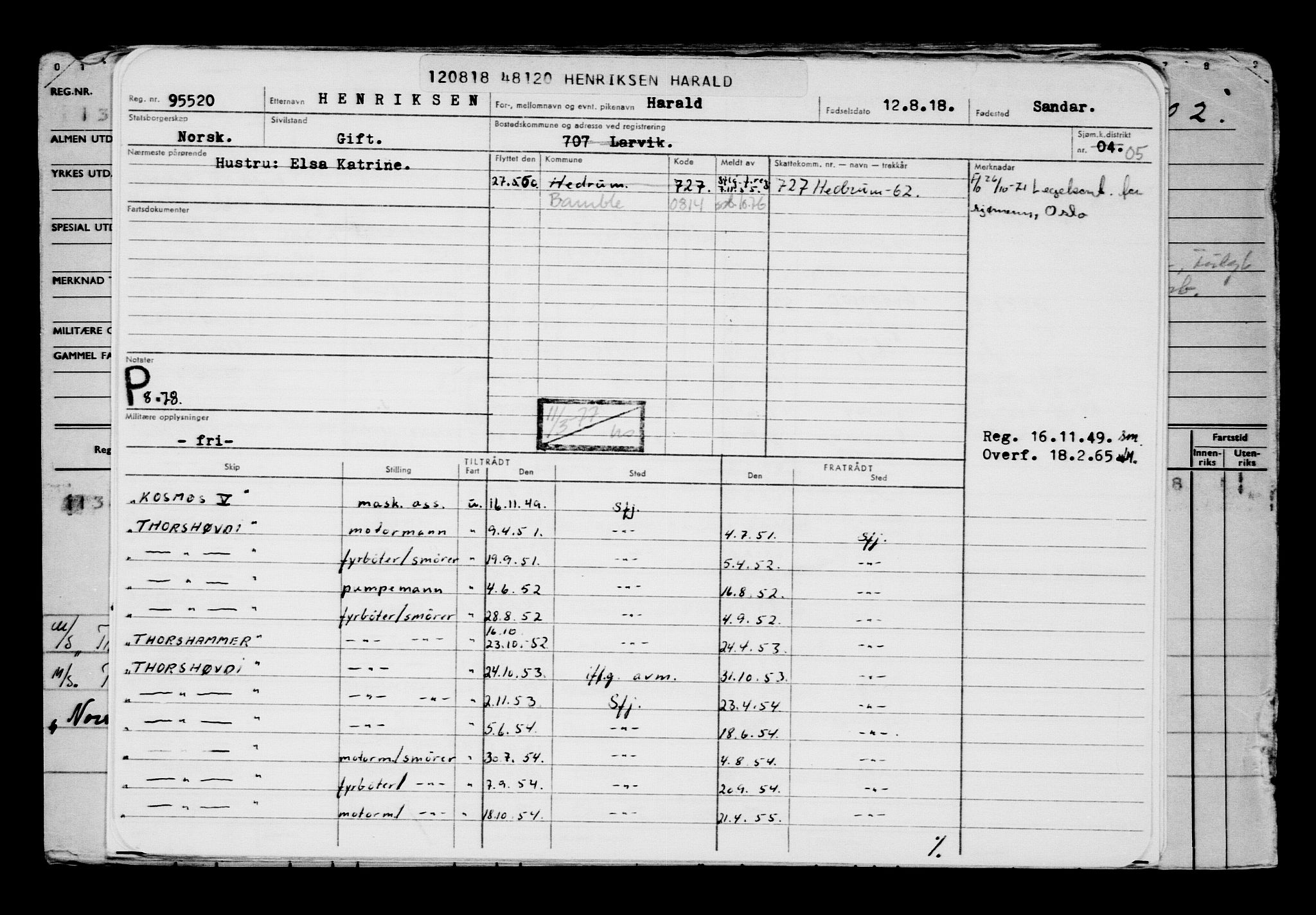 Direktoratet for sjømenn, AV/RA-S-3545/G/Gb/L0161: Hovedkort, 1918, p. 245