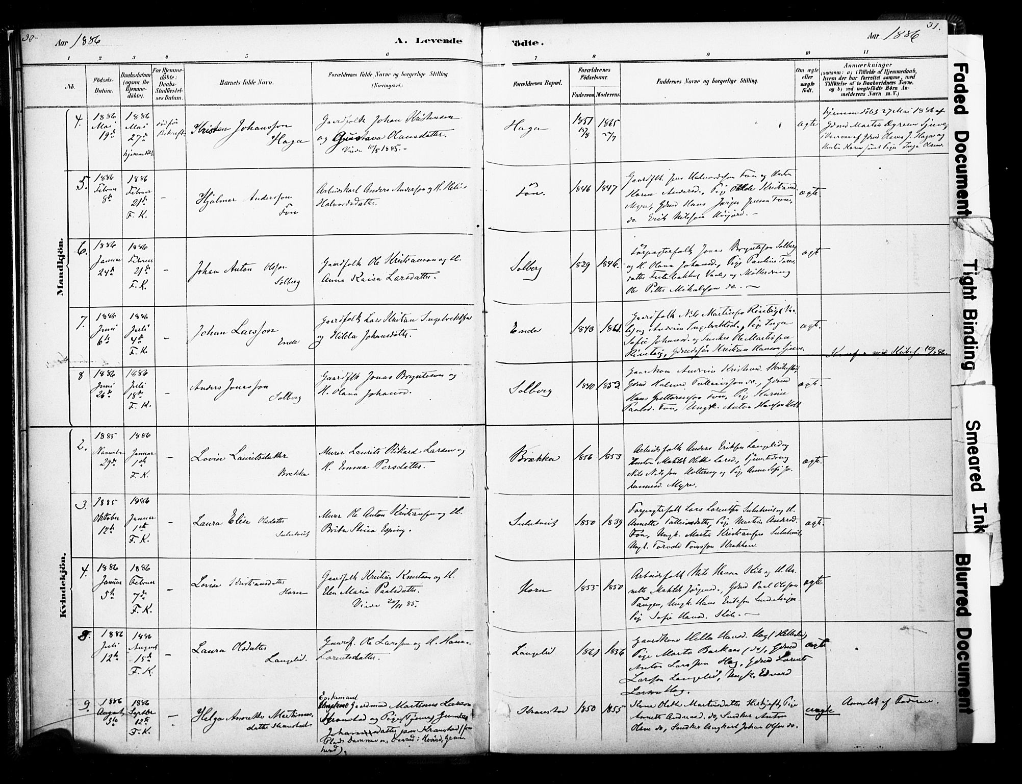 Ramnes kirkebøker, AV/SAKO-A-314/F/Fb/L0001: Parish register (official) no. II 1, 1878-1894, p. 30-31