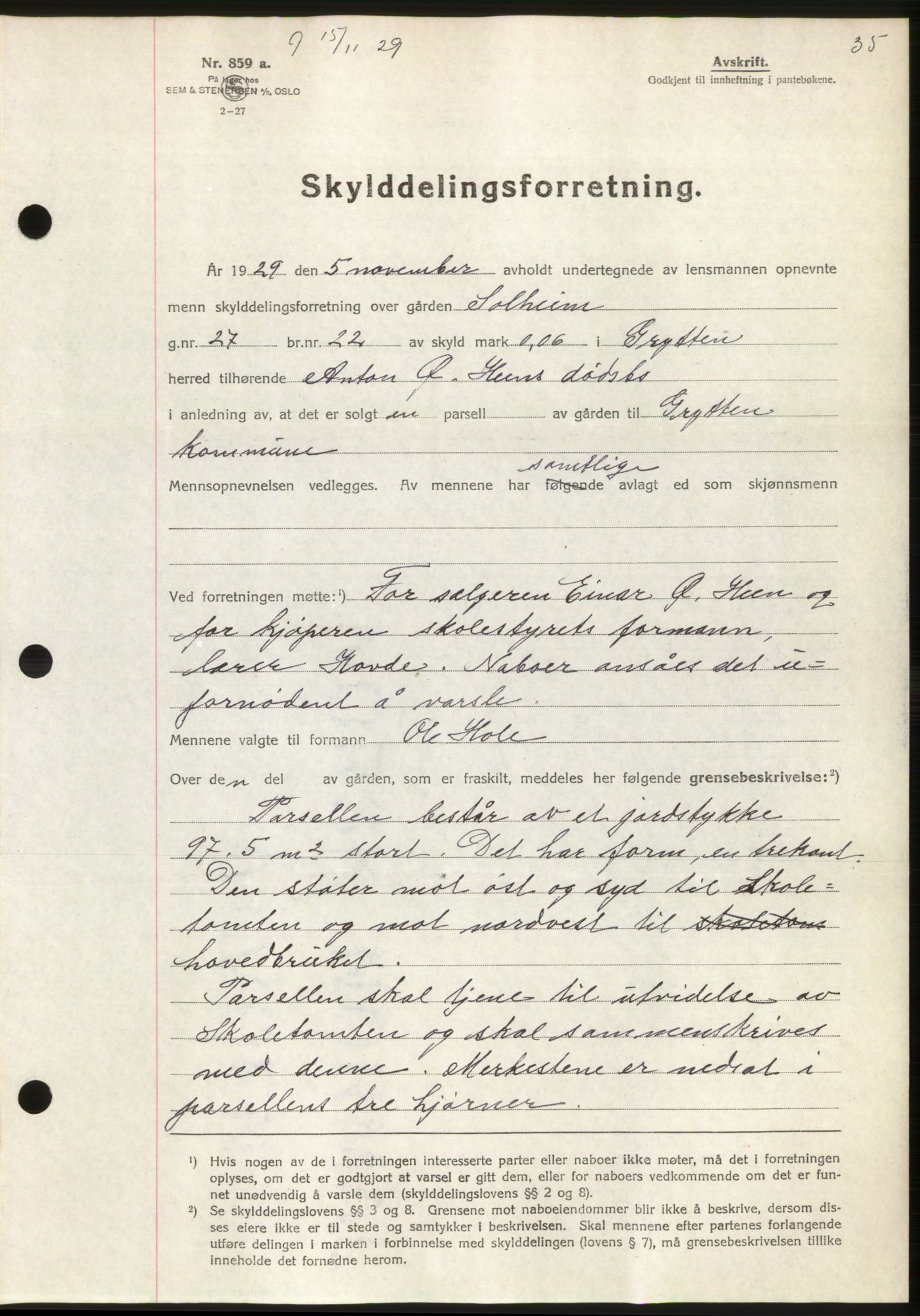 Romsdal sorenskriveri, AV/SAT-A-4149/1/2/2C/L0057: Mortgage book no. 51, 1929-1930, Deed date: 15.11.1929