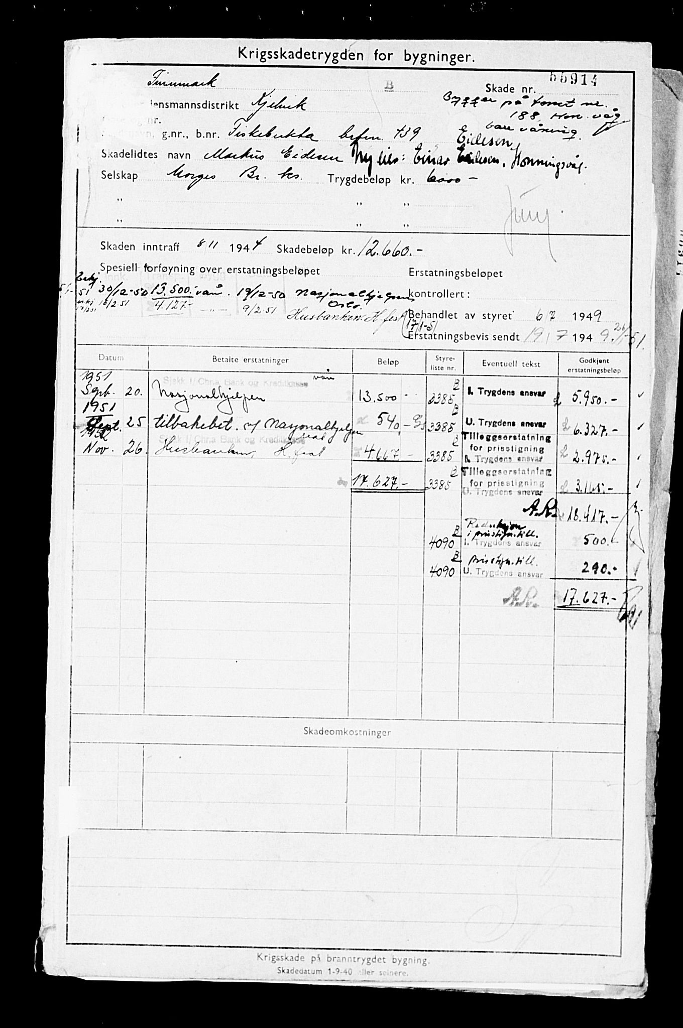 Krigsskadetrygdene for bygninger og løsøre, AV/RA-S-1548/V/L0014: --, 1940-1945, p. 44