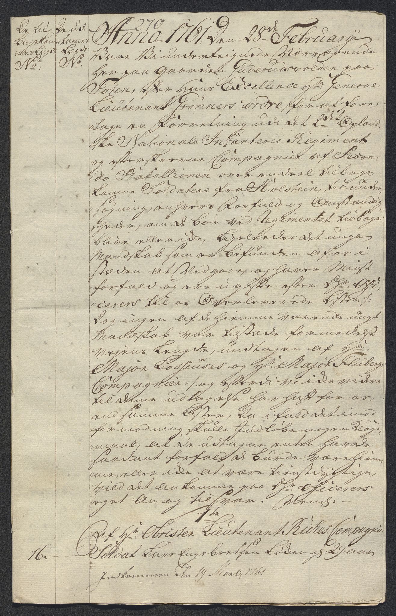 Kommanderende general (KG I) med Det norske krigsdirektorium, AV/RA-EA-5419/E/Ec/L0021: Ruller over nedkommanderte mannskap, 1758-1762, p. 613