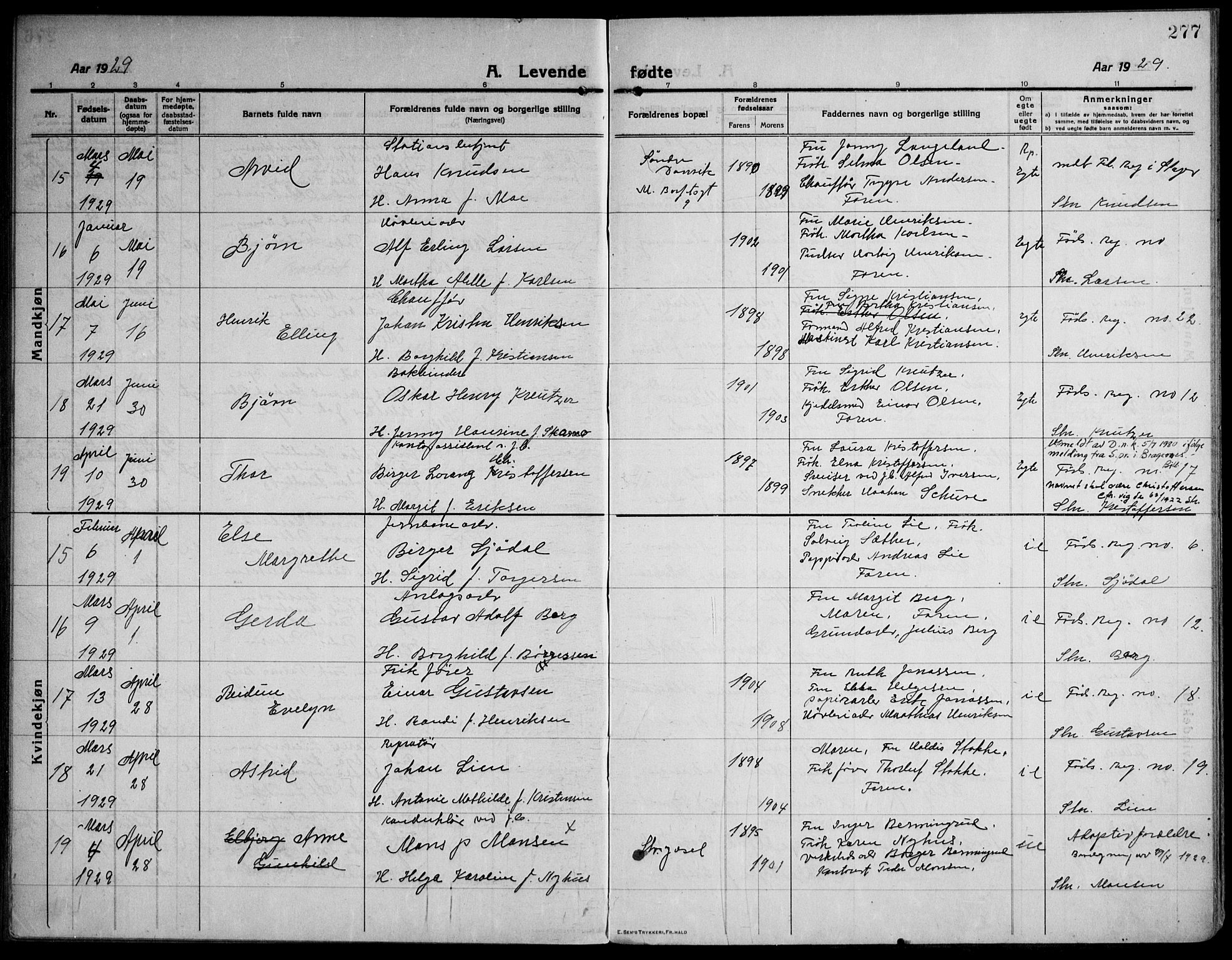 Strømsø kirkebøker, AV/SAKO-A-246/F/Fa/L0029: Parish register (official) no. I 27, 1915-1930, p. 277