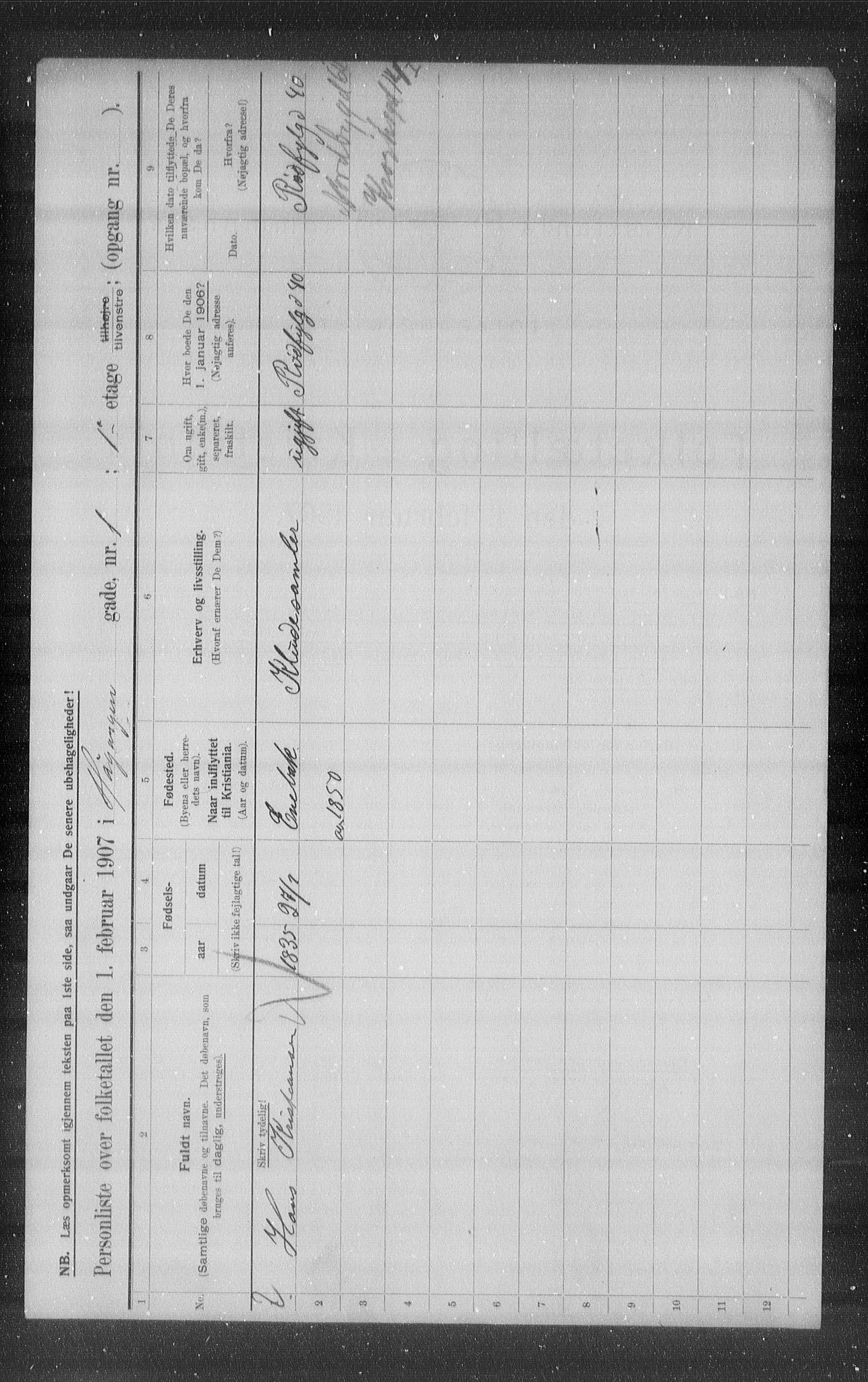 OBA, Municipal Census 1907 for Kristiania, 1907, p. 21931