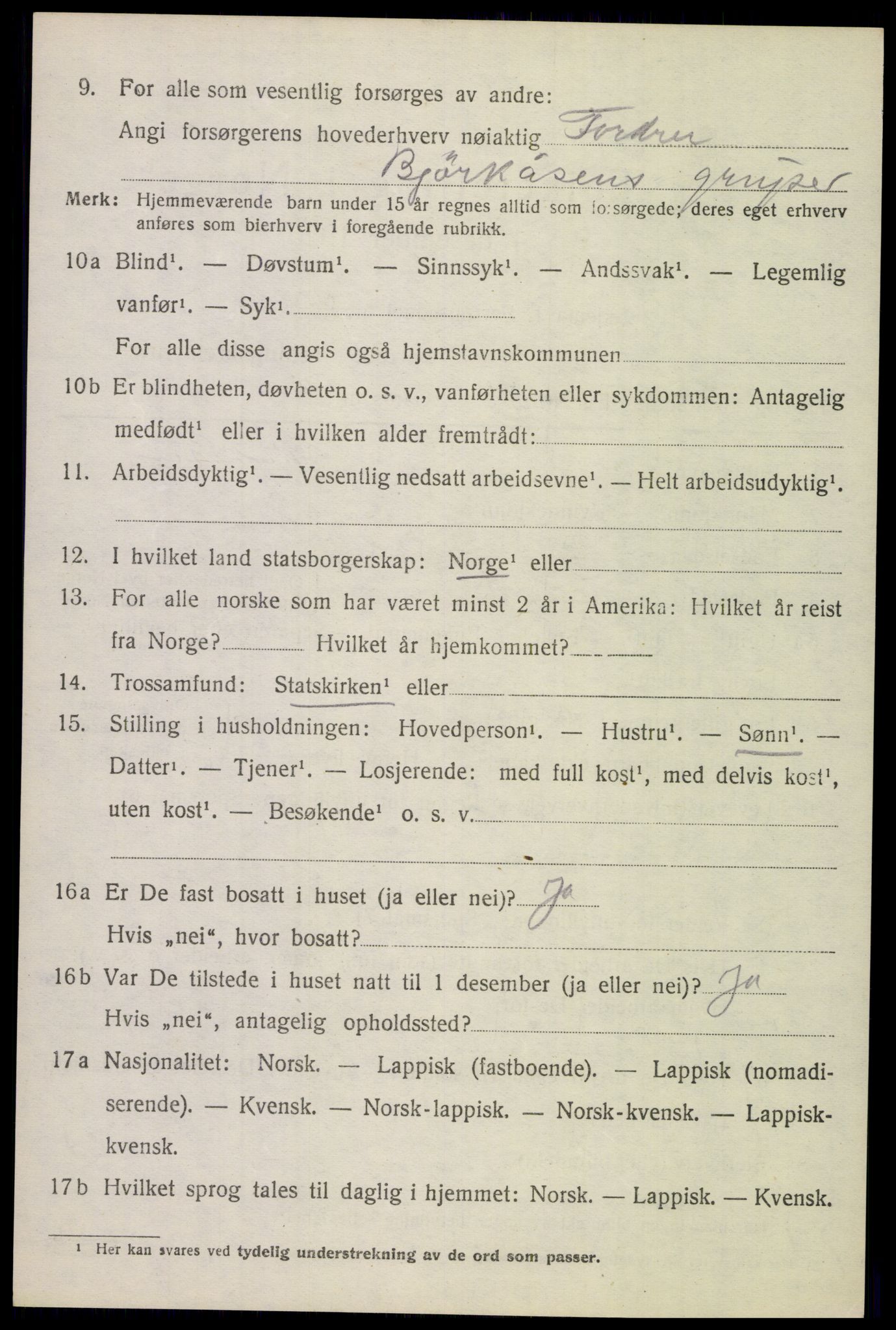 SAT, 1920 census for Evenes, 1920, p. 9005