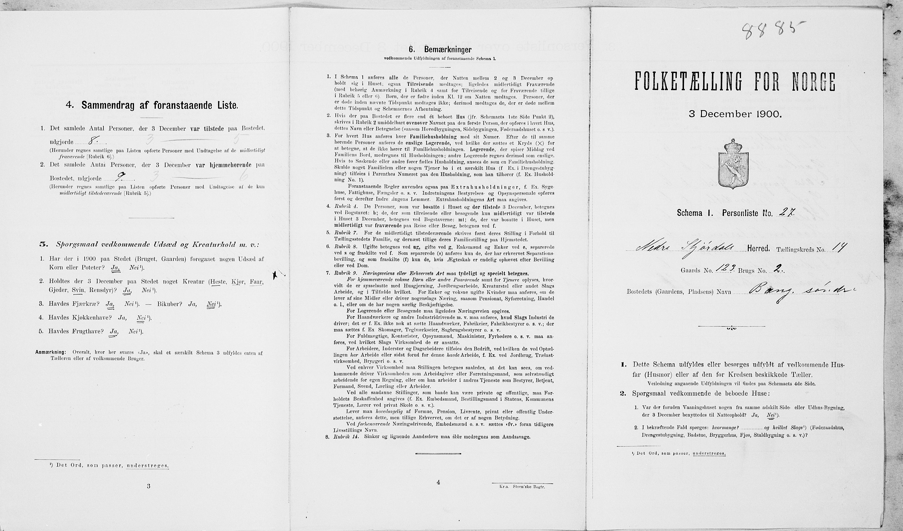 SAT, 1900 census for Nedre Stjørdal, 1900, p. 1690