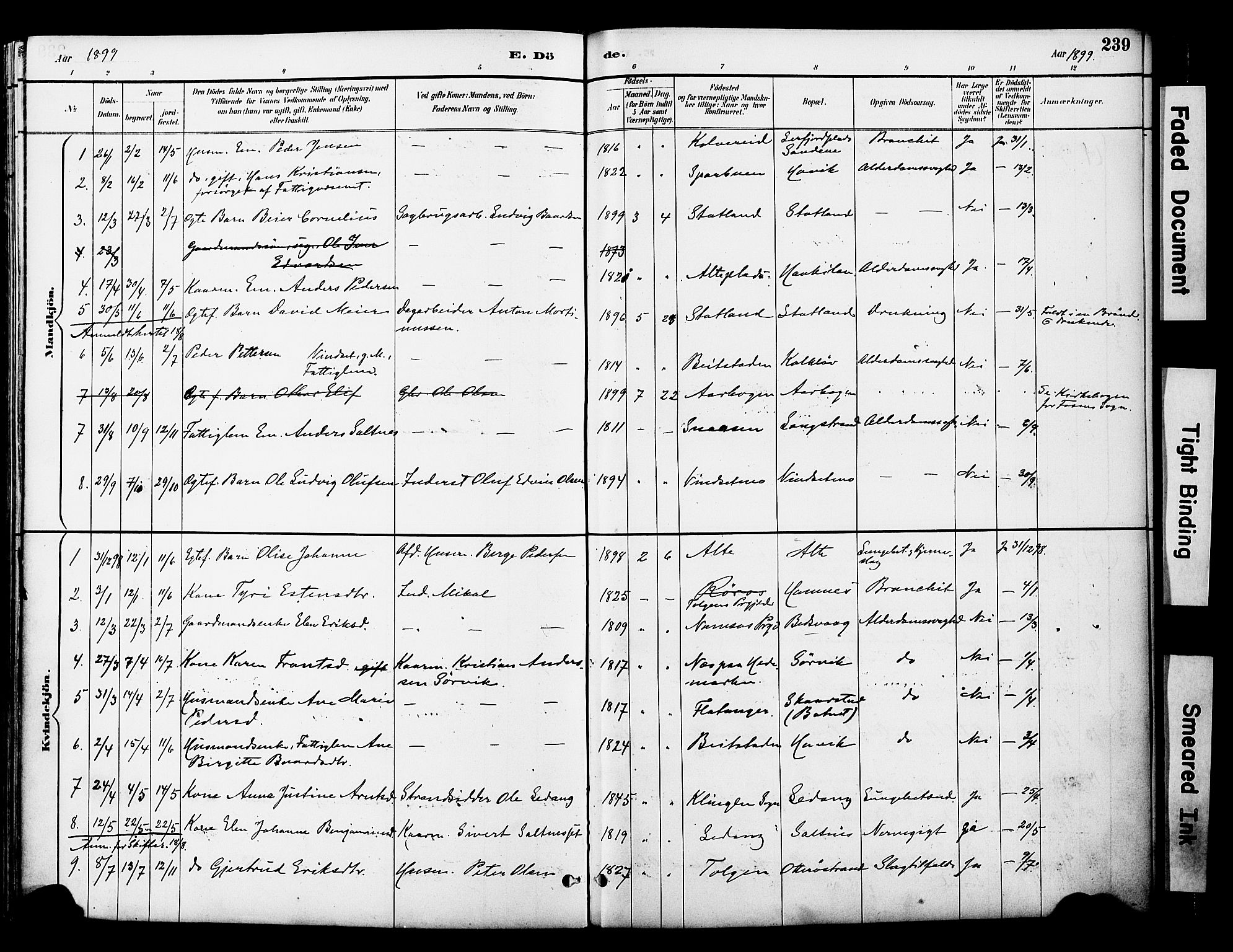 Ministerialprotokoller, klokkerbøker og fødselsregistre - Nord-Trøndelag, AV/SAT-A-1458/774/L0628: Parish register (official) no. 774A02, 1887-1903, p. 239