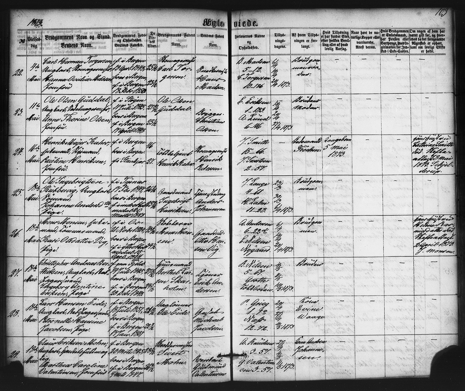 Nykirken Sokneprestembete, AV/SAB-A-77101/H/Haa/L0032: Parish register (official) no. D 2, 1861-1883, p. 103