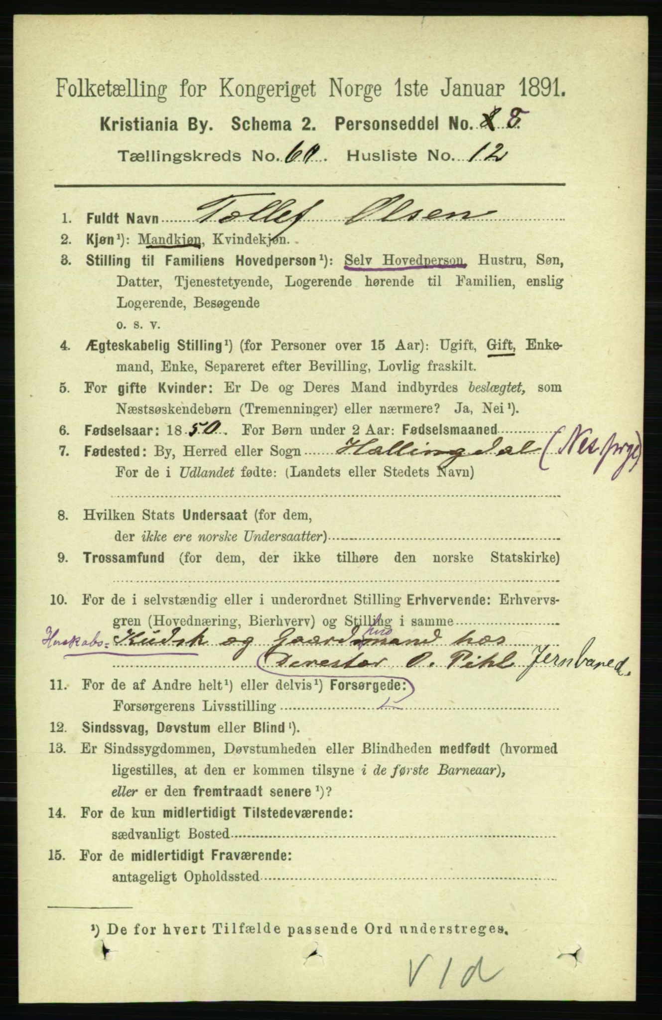 RA, 1891 census for 0301 Kristiania, 1891, p. 32045