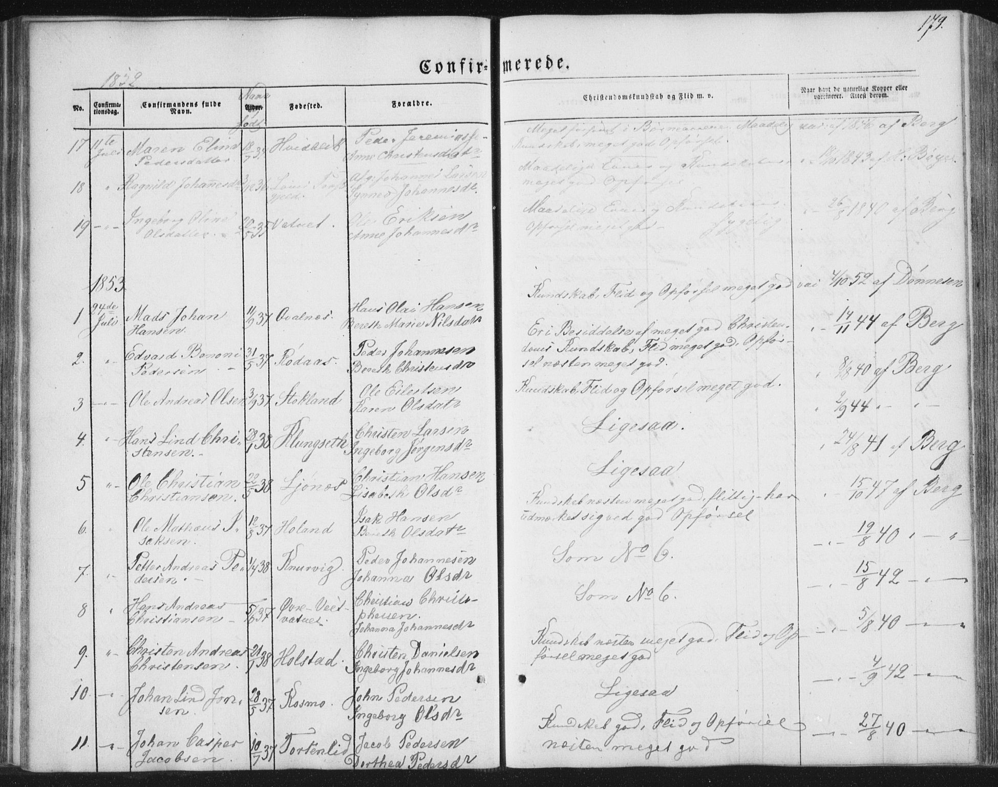 Ministerialprotokoller, klokkerbøker og fødselsregistre - Nordland, SAT/A-1459/852/L0738: Parish register (official) no. 852A08, 1849-1865, p. 179