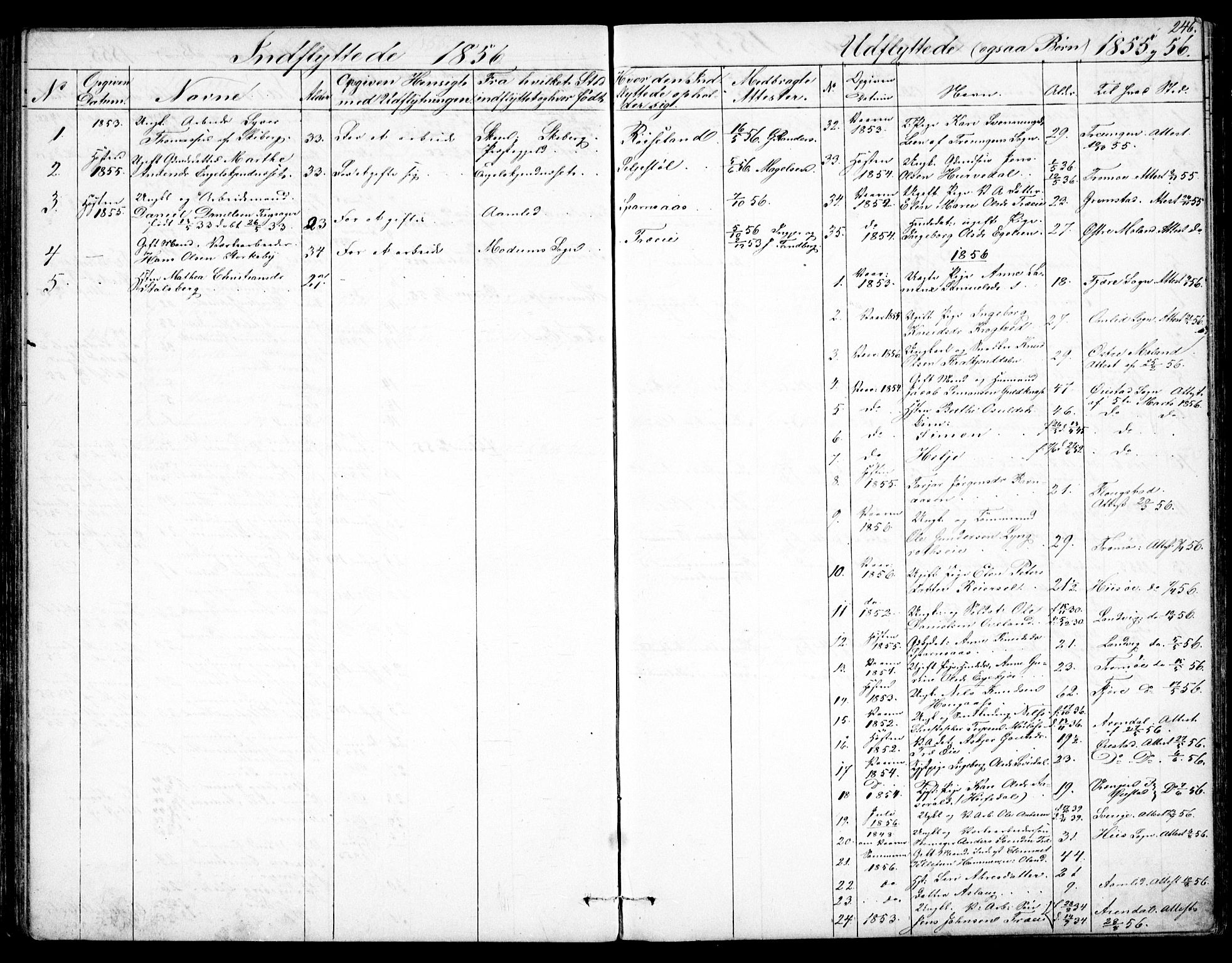 Froland sokneprestkontor, SAK/1111-0013/F/Fb/L0008: Parish register (copy) no. B 8, 1843-1875, p. 246