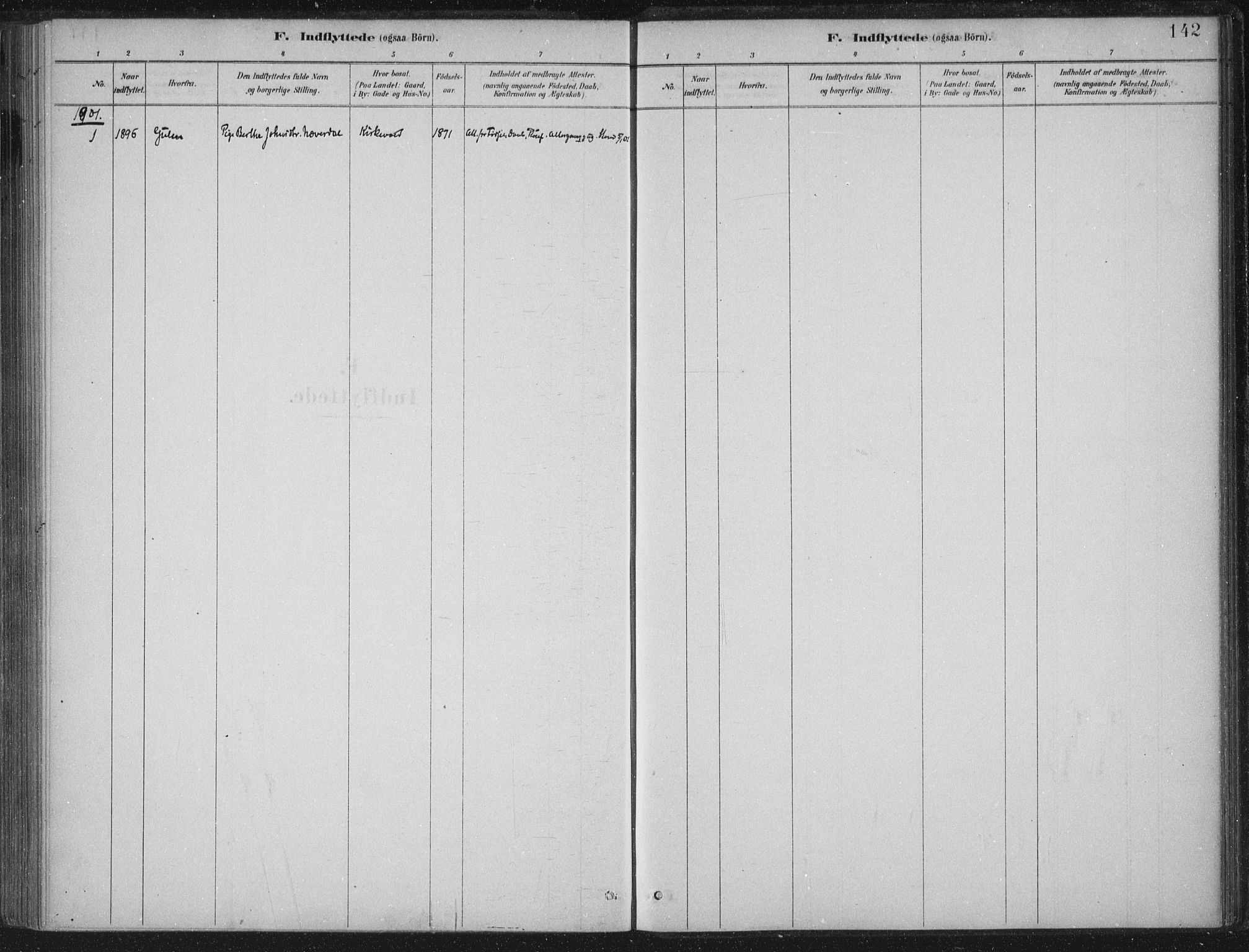 Lærdal sokneprestembete, SAB/A-81201: Parish register (official) no. C  1, 1878-1911, p. 142