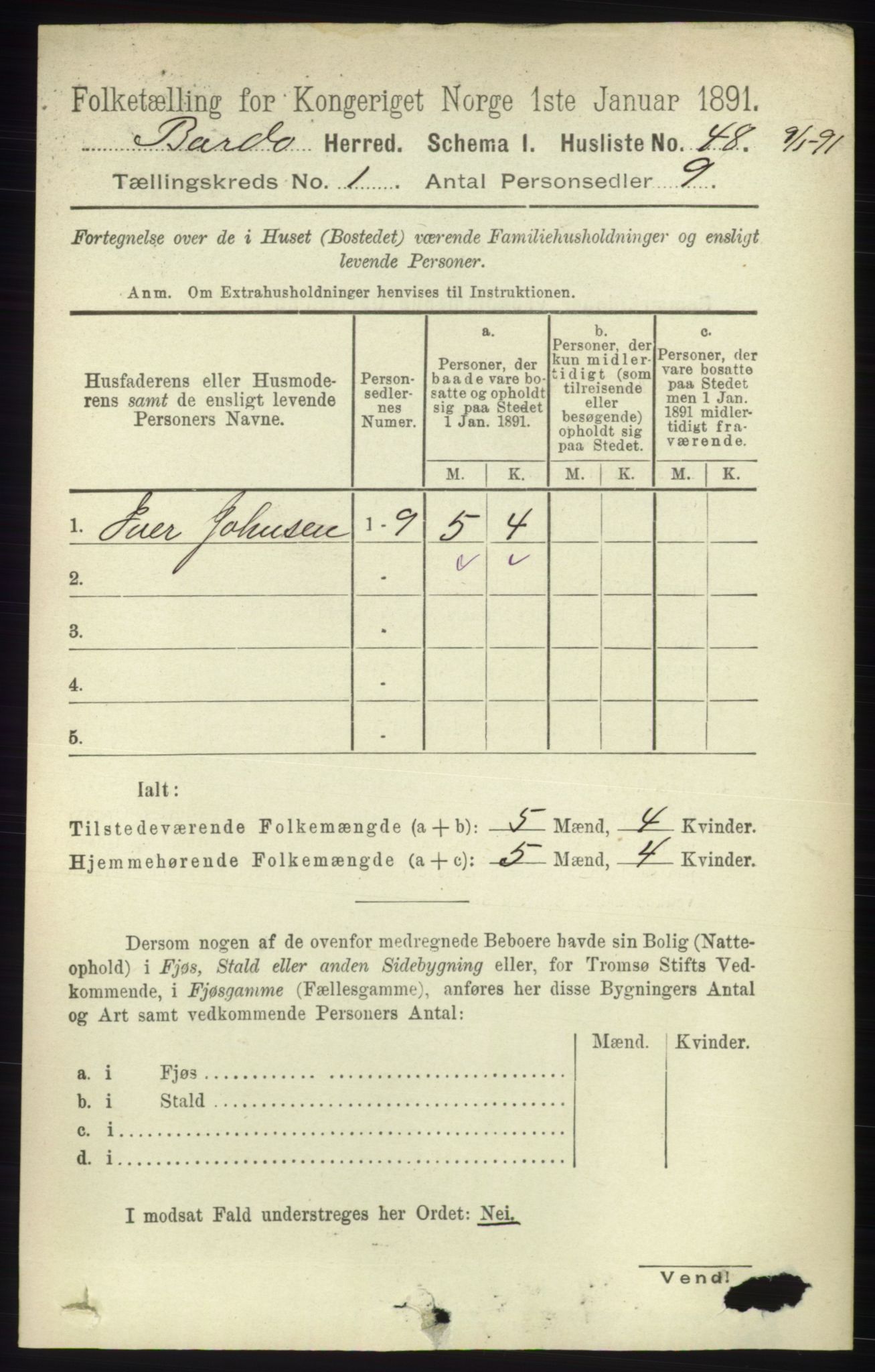 RA, 1891 census for 1922 Bardu, 1891, p. 56
