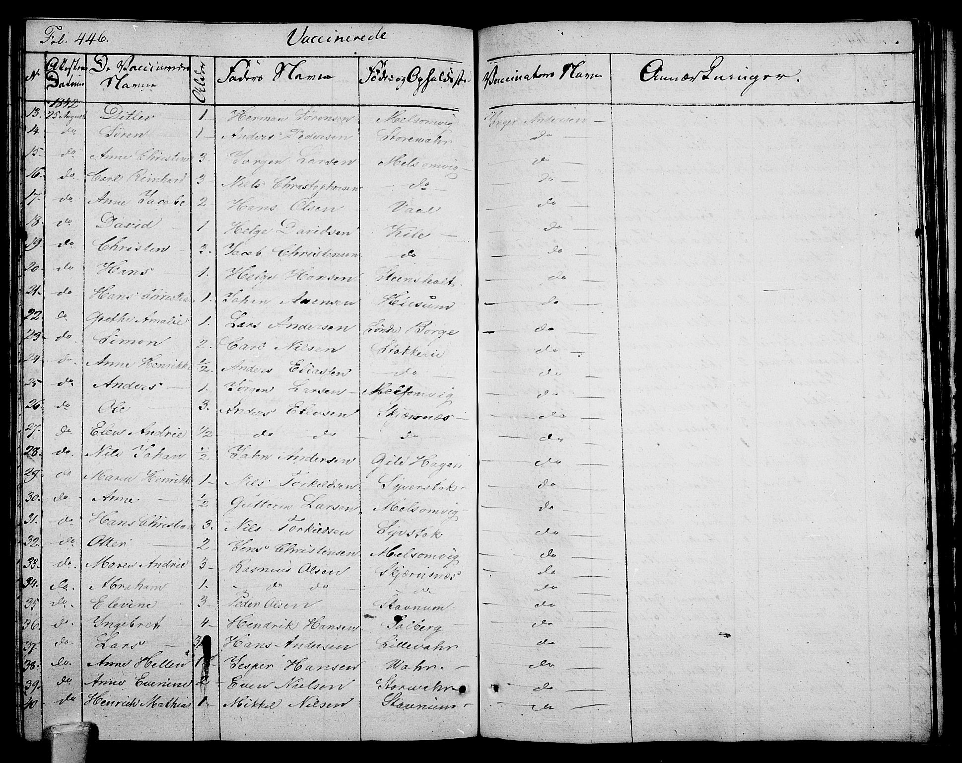 Stokke kirkebøker, AV/SAKO-A-320/F/Fa/L0006: Parish register (official) no. I 6, 1826-1843, p. 446