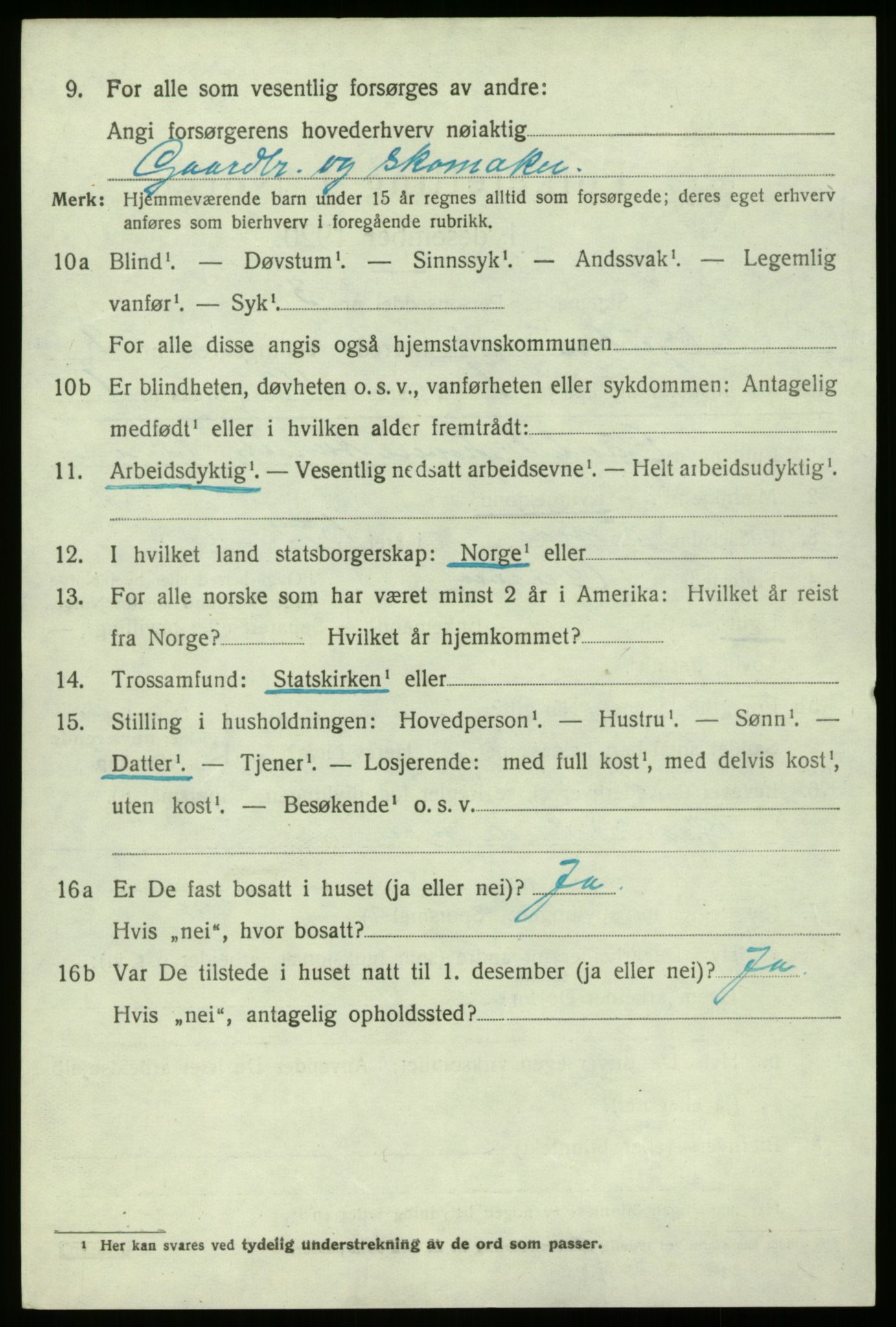 SAB, 1920 census for Gulen, 1920, p. 3882