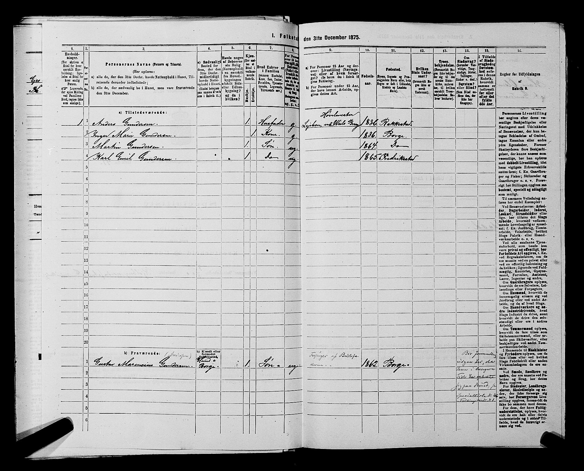 RA, 1875 census for 0113P Borge, 1875, p. 376