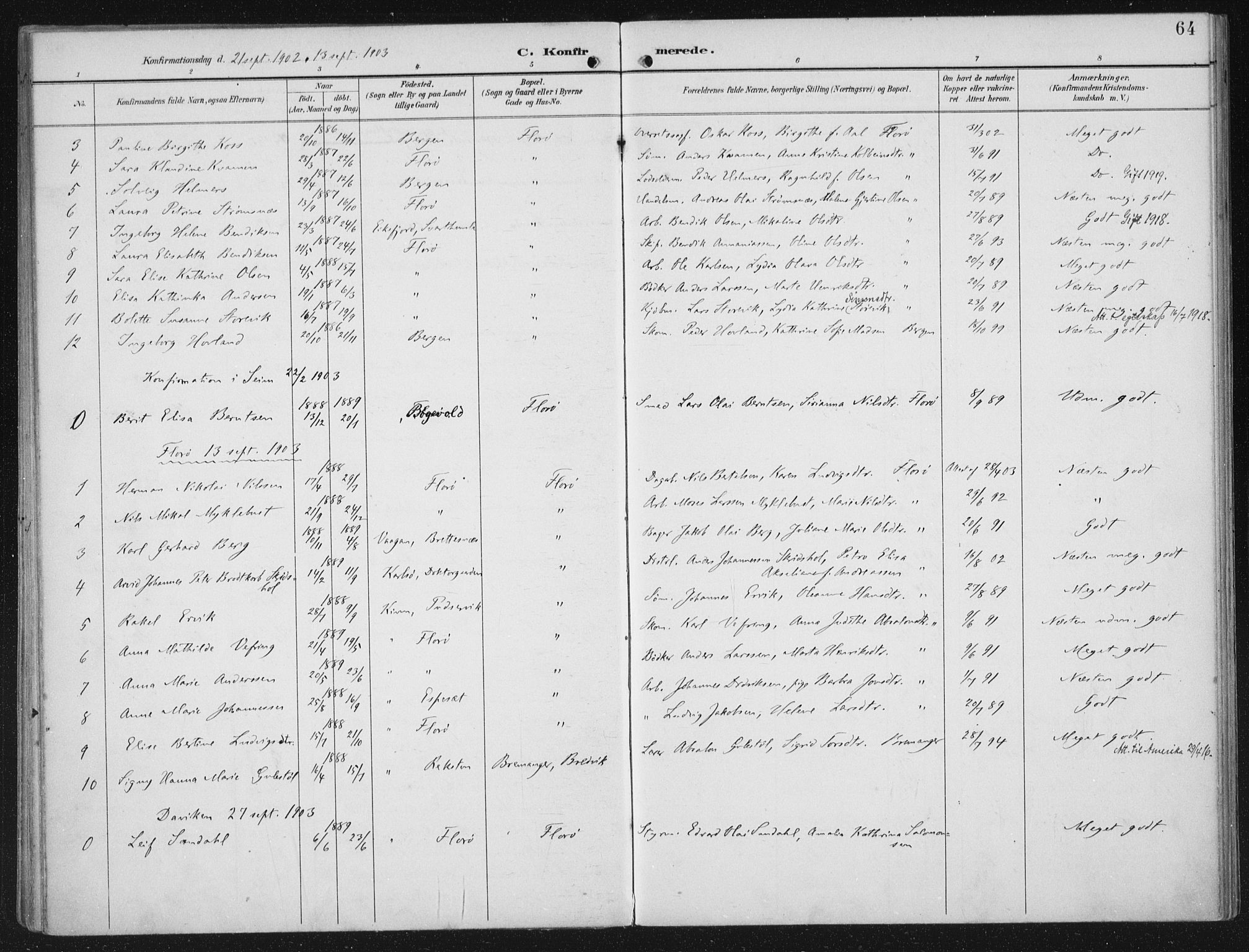 Kinn sokneprestembete, SAB/A-80801/H/Haa/Haac/L0002: Parish register (official) no. C 2, 1895-1916, p. 64