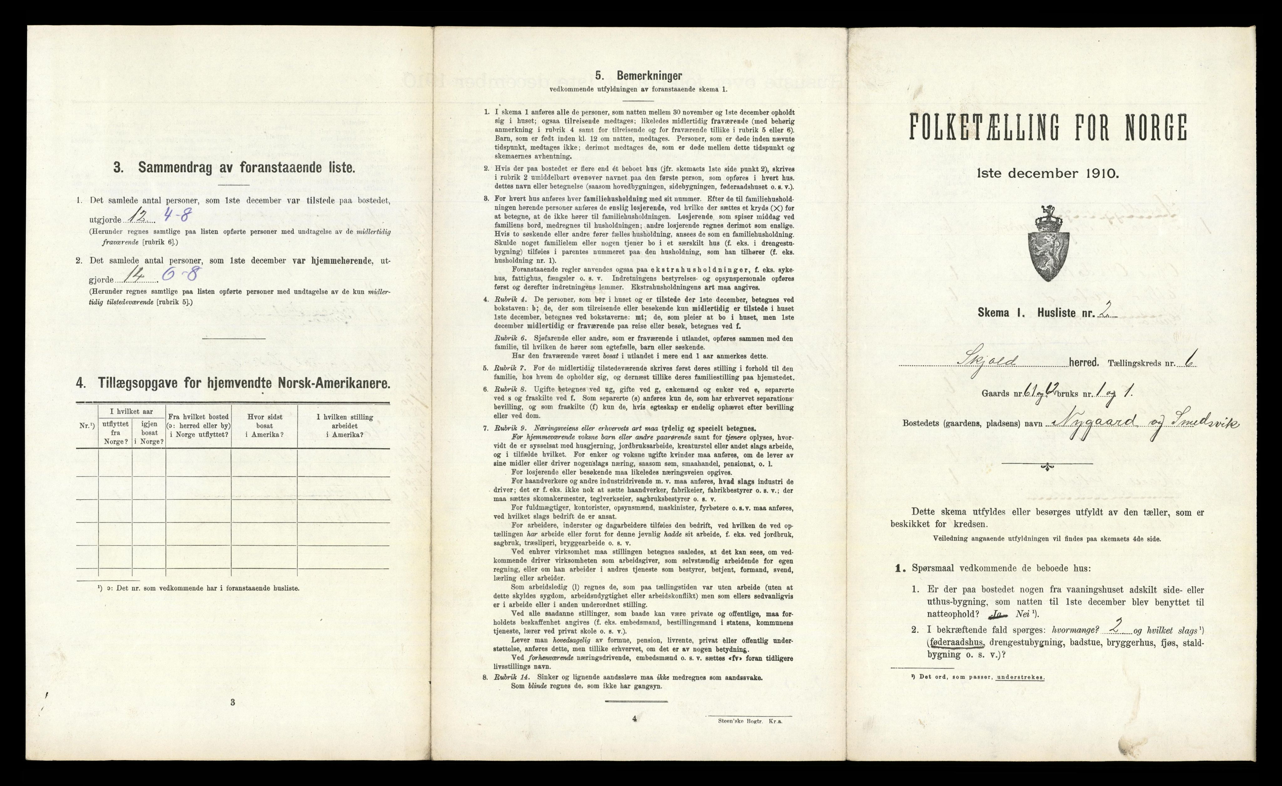RA, 1910 census for Skjold, 1910, p. 614