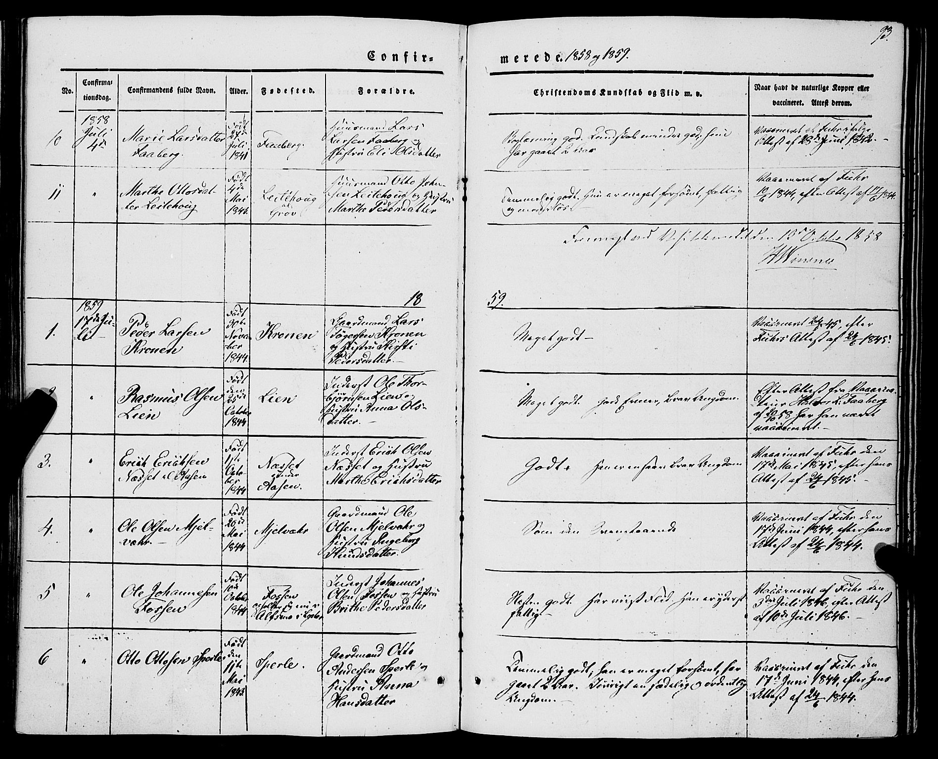 Jostedal sokneprestembete, AV/SAB-A-80601/H/Haa/Haaa/L0005: Parish register (official) no. A 5, 1849-1877, p. 93