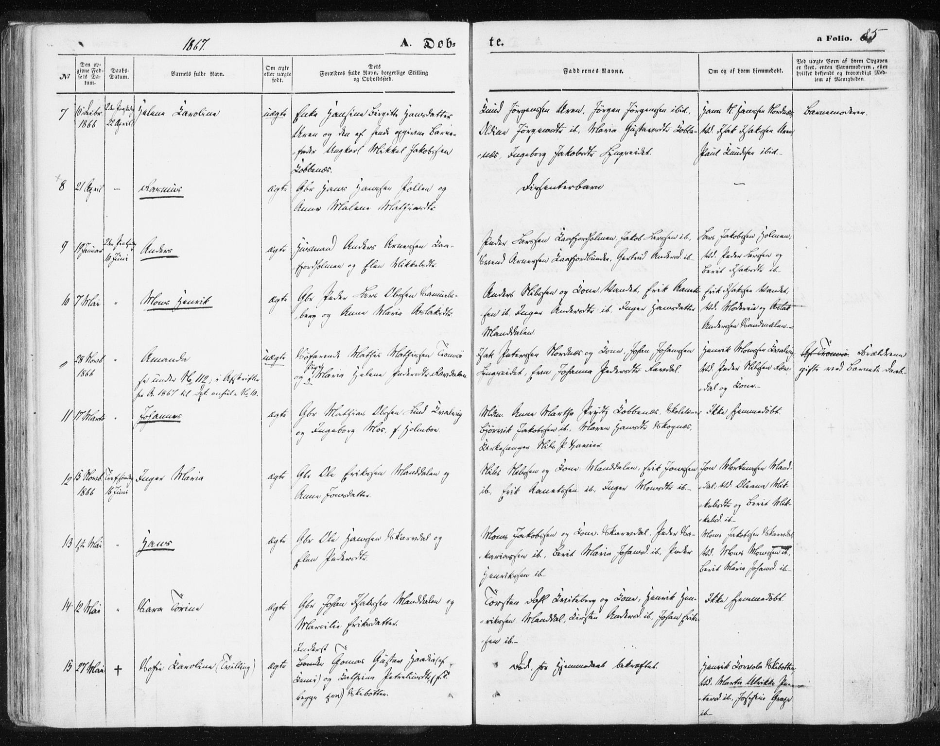 Lyngen sokneprestembete, AV/SATØ-S-1289/H/He/Hea/L0005kirke: Parish register (official) no. 5, 1859-1869, p. 85