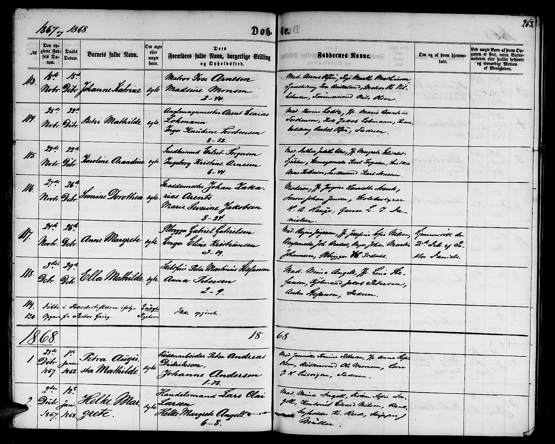 Nykirken Sokneprestembete, SAB/A-77101/H/Hab: Parish register (copy) no. B 2, 1859-1868, p. 263