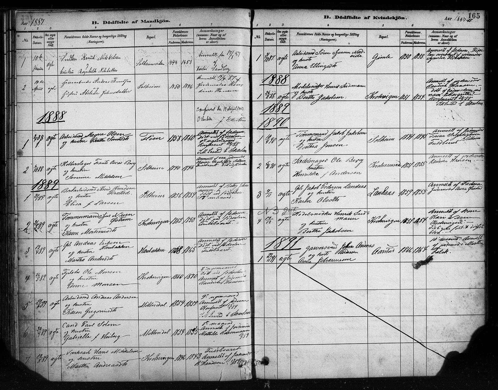 Årstad Sokneprestembete, SAB/A-79301/H/Haa/L0001: Parish register (official) no. A 1, 1886-1901, p. 165