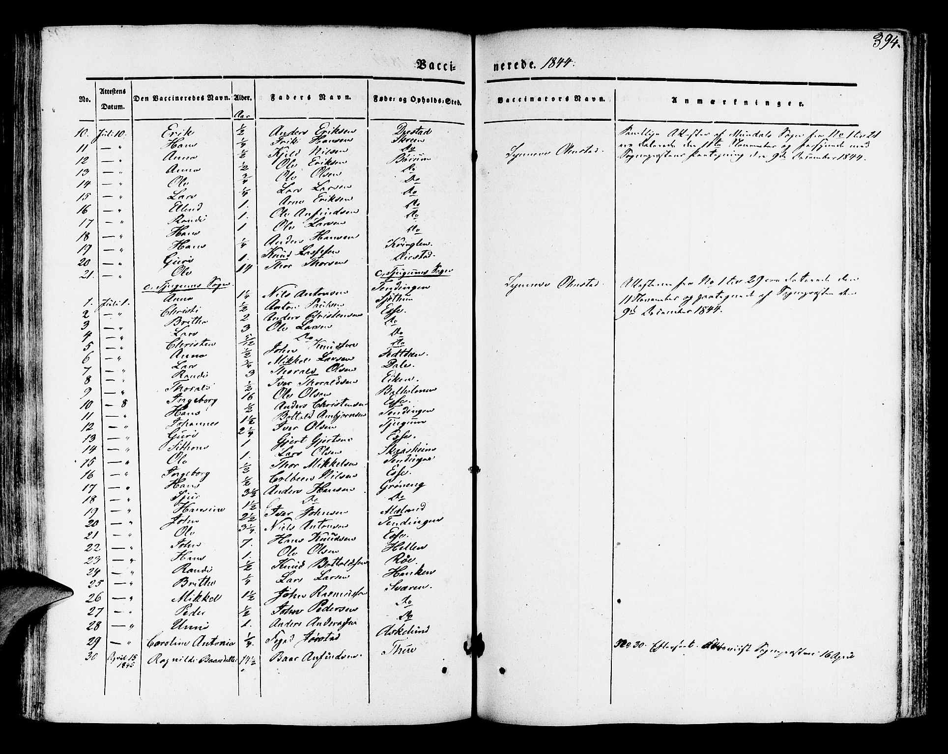 Leikanger sokneprestembete, AV/SAB-A-81001/H/Haa/Haaa/L0007: Parish register (official) no. A 7, 1838-1851, p. 394