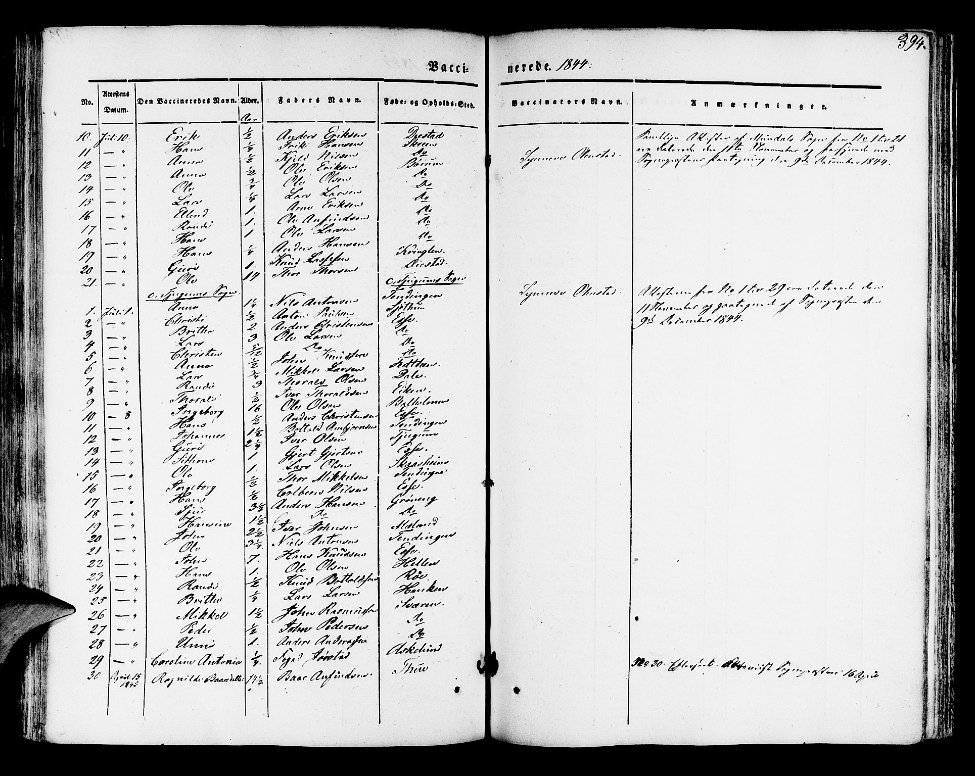 Leikanger sokneprestembete, SAB/A-81001: Parish register (official) no. A 7, 1838-1851, p. 394