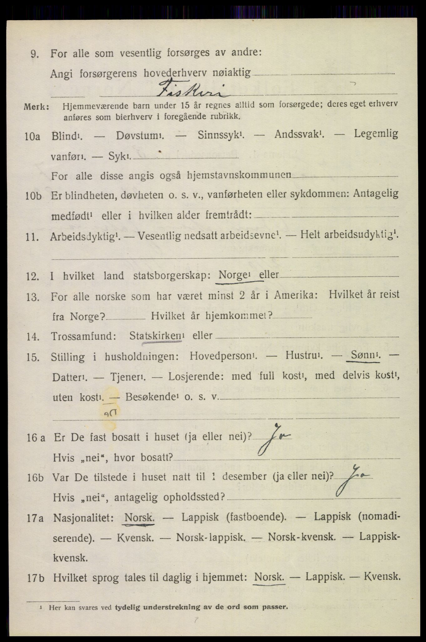 SAT, 1920 census for Vågan, 1920, p. 6396