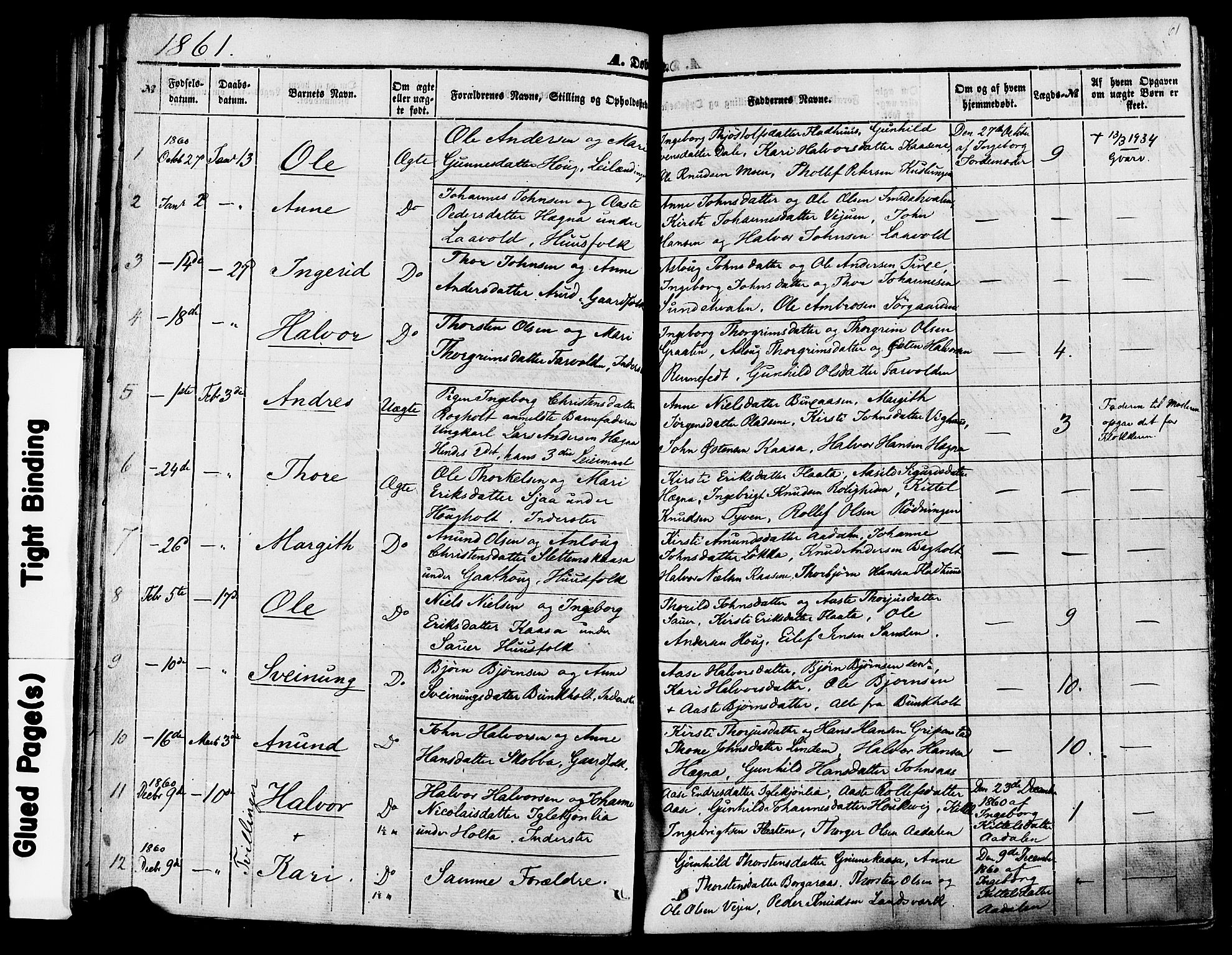 Sauherad kirkebøker, SAKO/A-298/F/Fa/L0007: Parish register (official) no. I 7, 1851-1873, p. 61