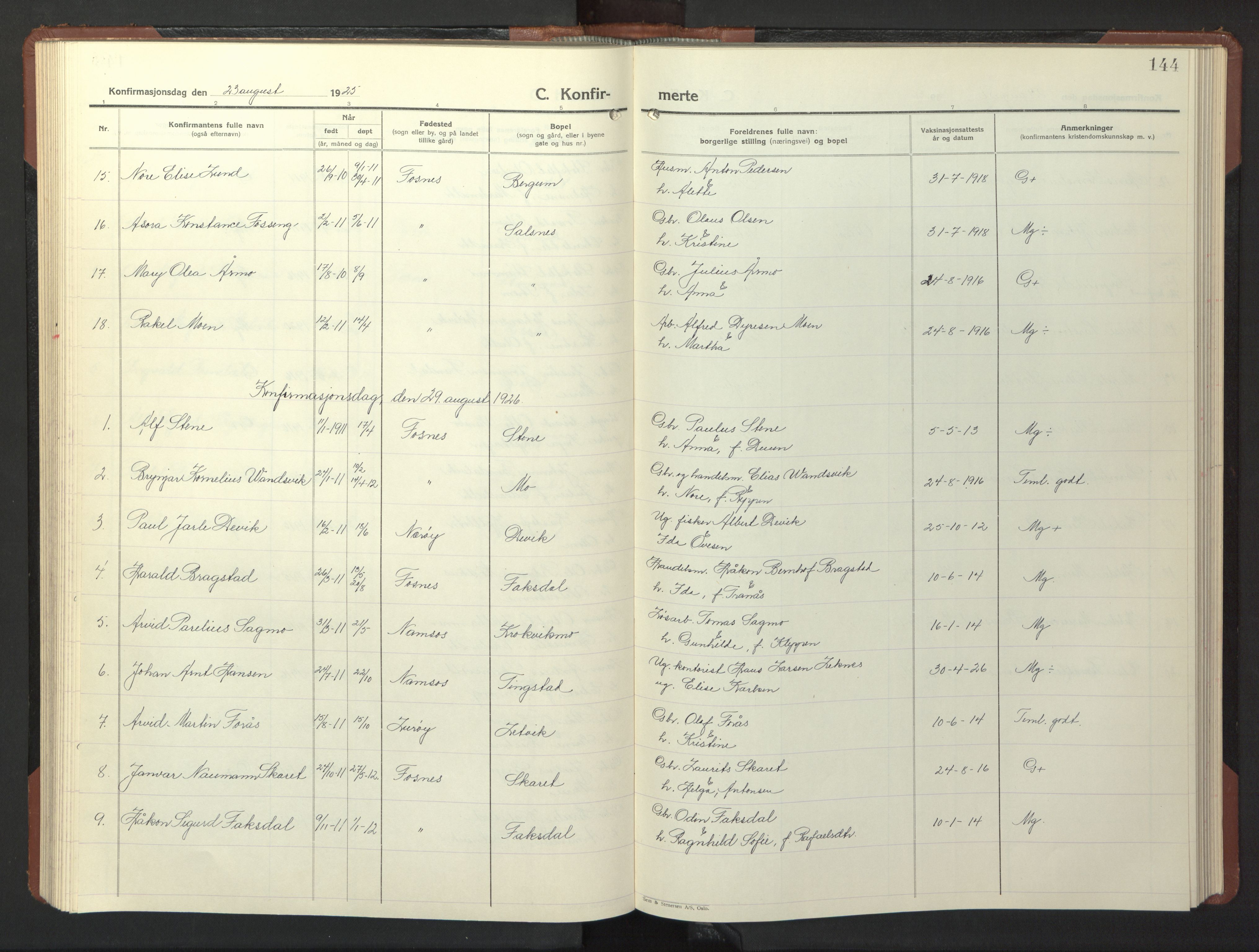 Ministerialprotokoller, klokkerbøker og fødselsregistre - Nord-Trøndelag, SAT/A-1458/773/L0625: Parish register (copy) no. 773C01, 1910-1952, p. 144