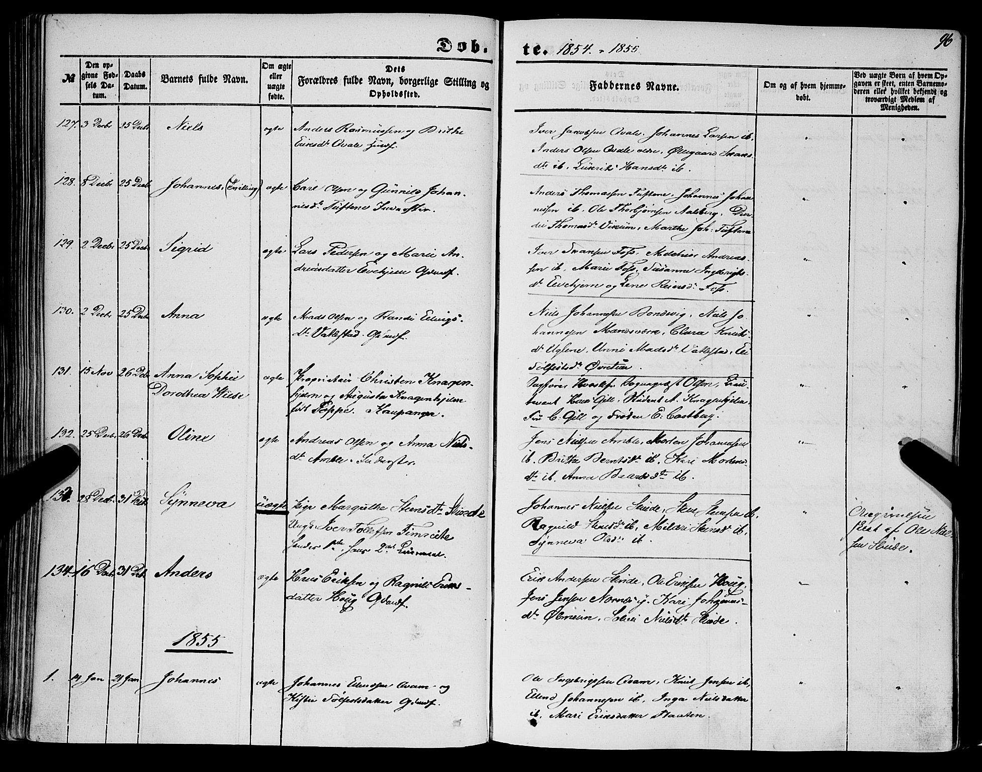 Sogndal sokneprestembete, SAB/A-81301/H/Haa/Haaa/L0012I: Parish register (official) no. A 12I, 1847-1859, p. 96