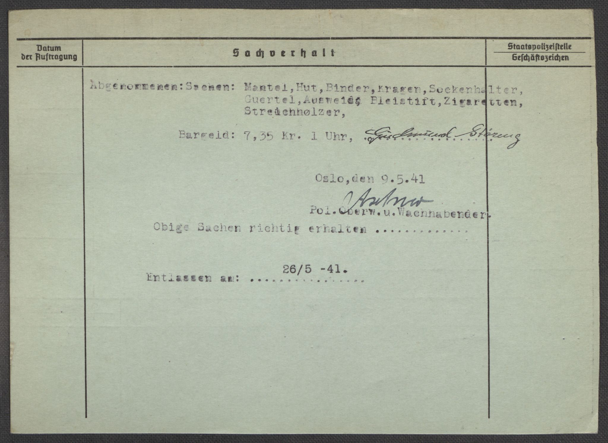 Befehlshaber der Sicherheitspolizei und des SD, AV/RA-RAFA-5969/E/Ea/Eaa/L0009: Register over norske fanger i Møllergata 19: Ru-Sy, 1940-1945, p. 1417