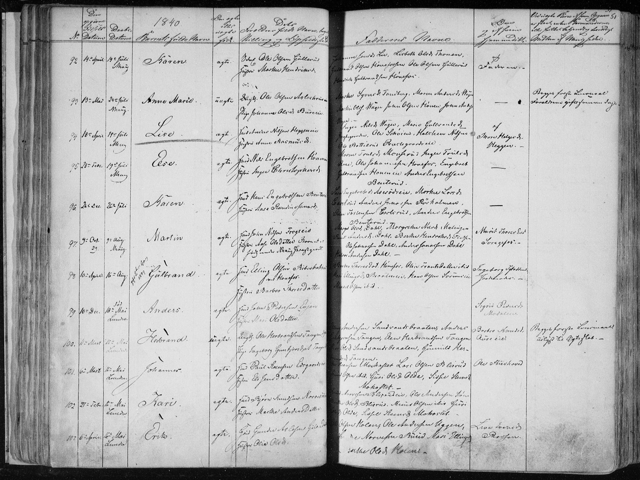 Norderhov kirkebøker, AV/SAKO-A-237/F/Fa/L0010: Parish register (official) no. 10, 1837-1847, p. 51