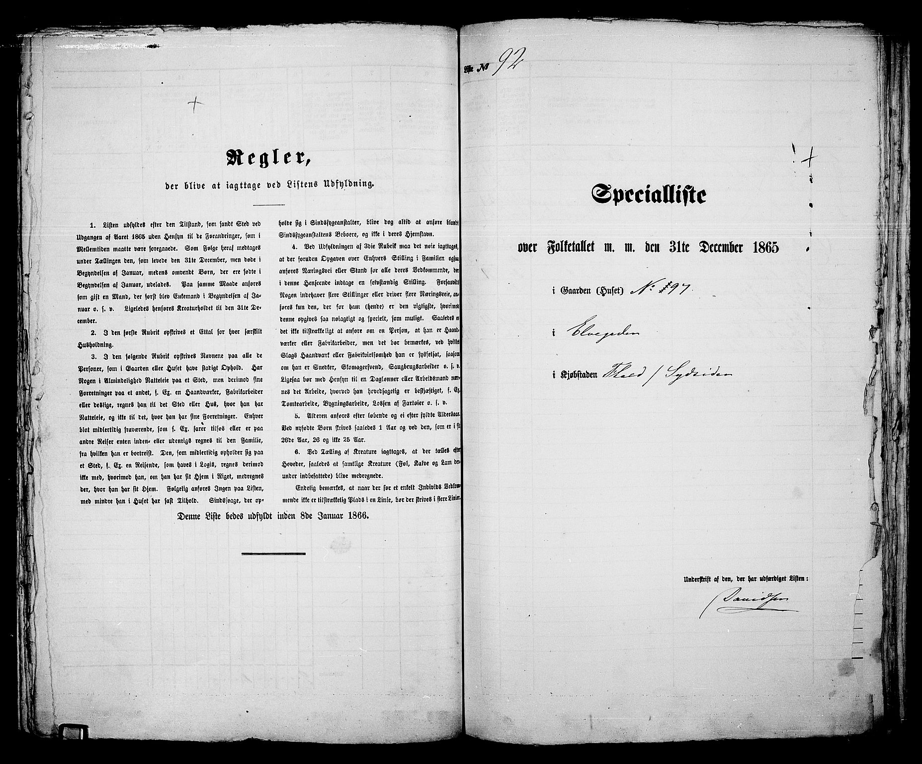 RA, 1865 census for Fredrikshald, 1865, p. 196